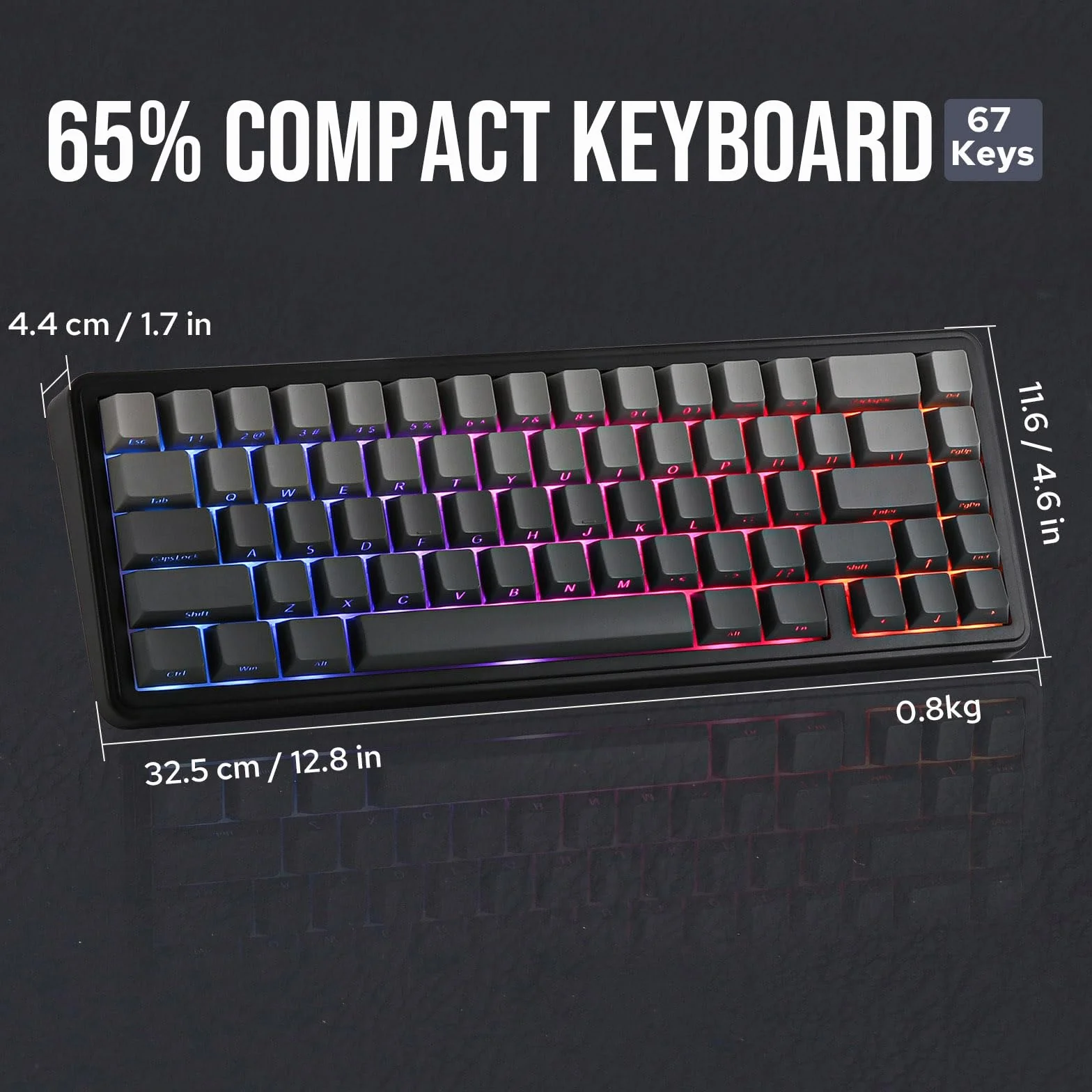 EPOMAKER x AULA F65 65% klawiatura mechaniczna Tri-Mode RGB Hot Swap 4000 mAh czarny Reaper Switch
