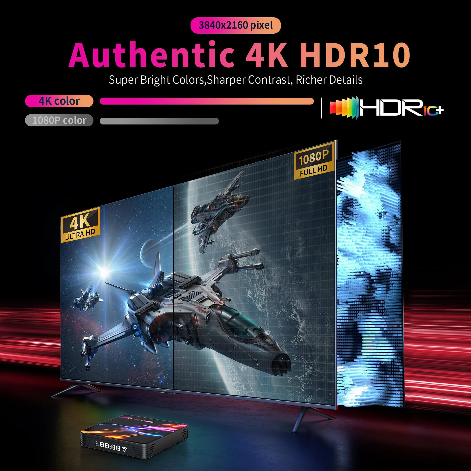 GREVA 8K Android 14.0 TV Box 2026, Android Box 4GB RAM 32GB ROM, chipset RK3528, obsługa 2.4GHz/5.0GHz Dual WiFi6, HDR10, BT5.0, Ethernet LAN, Internet TV Box, Bluetooth, 3D HD Smart Media Streaming