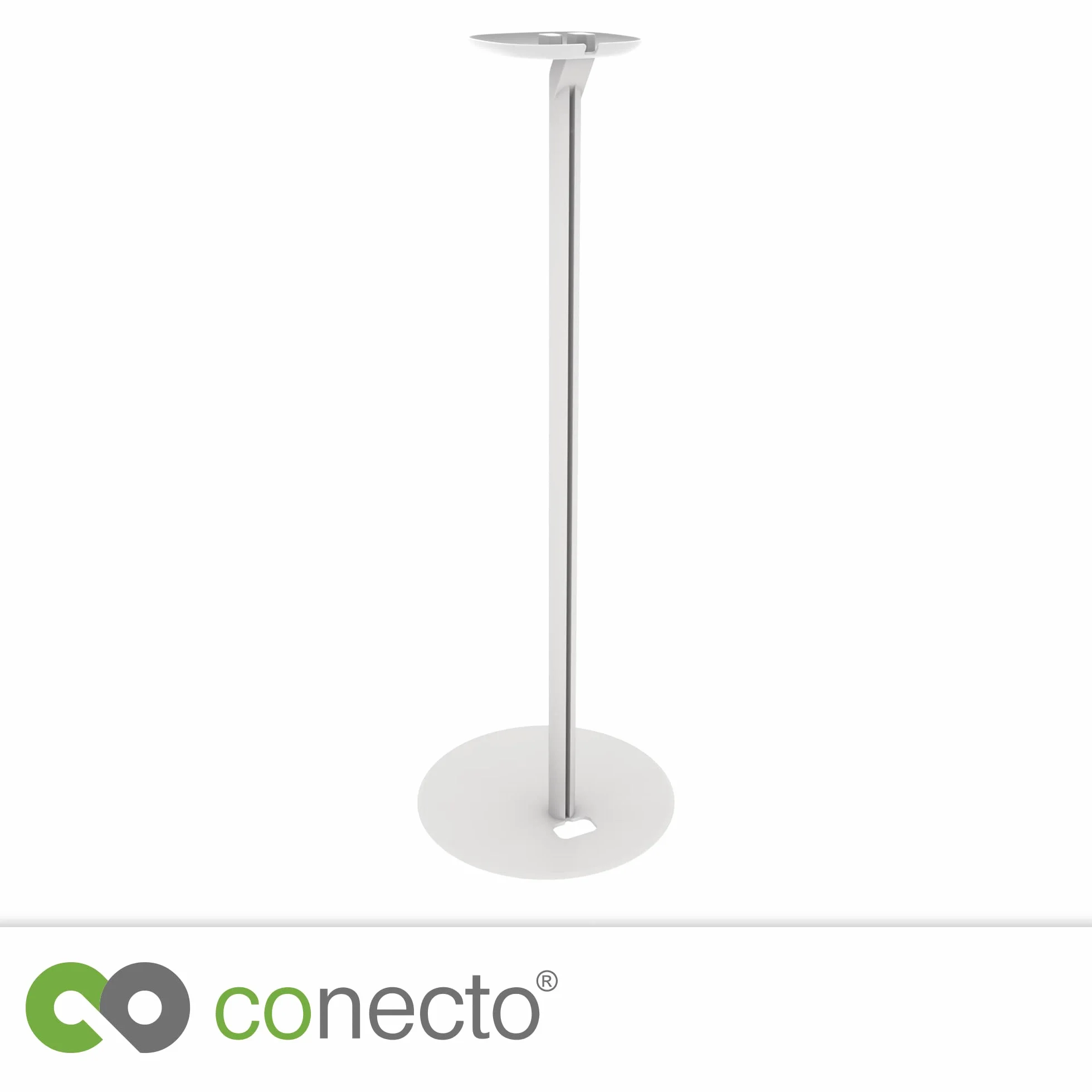 Conecto Stojak na głośniki do SONOS ONE (SL) i Play:1 z zarządzaniem kablami, stal i aluminium, 71,6 cm, biały