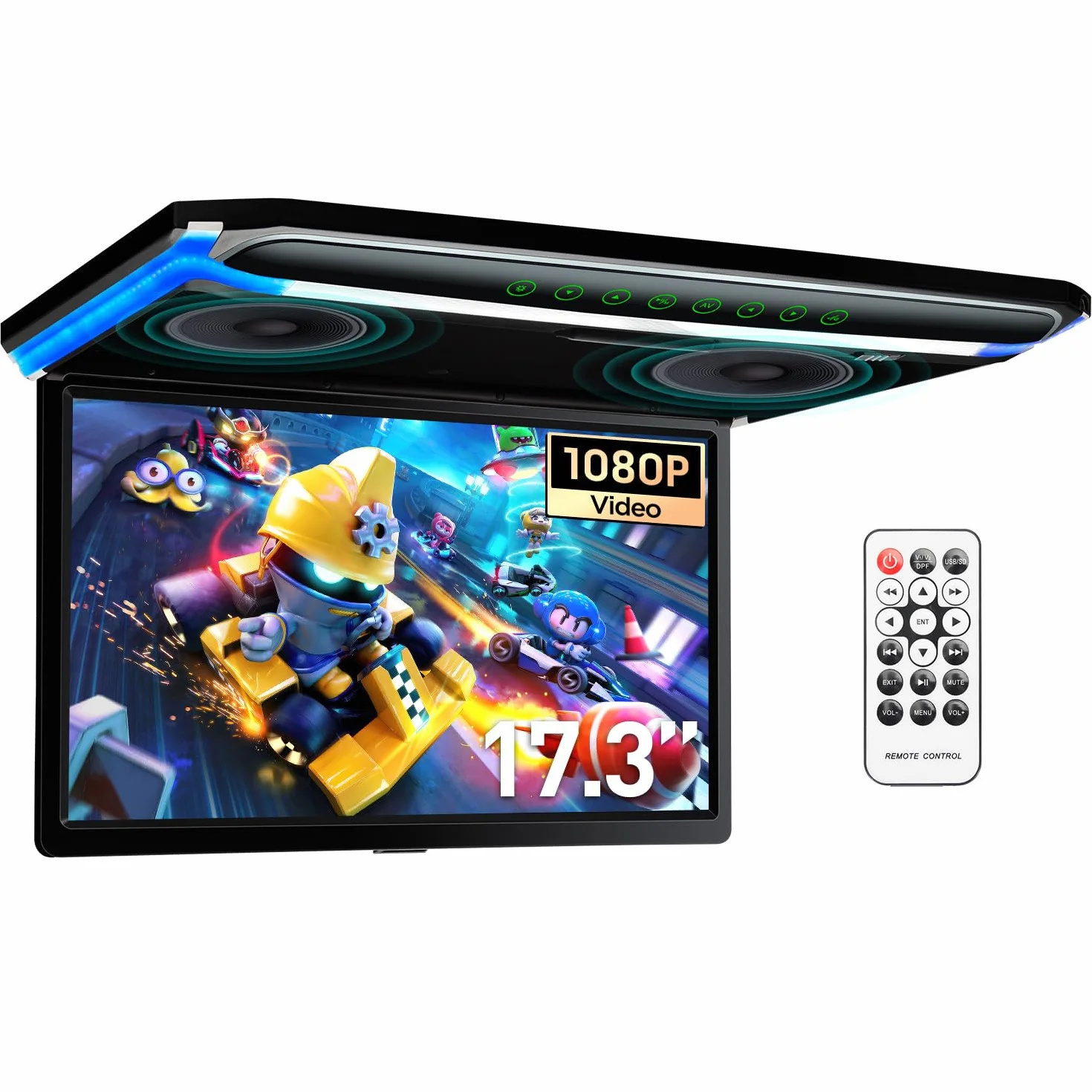 XTRONS 17,3-calowy cyfrowy ekran TFT FHD 1080P samochodowy odtwarzacz sufitowy z HDMI SD USB Infrared FM