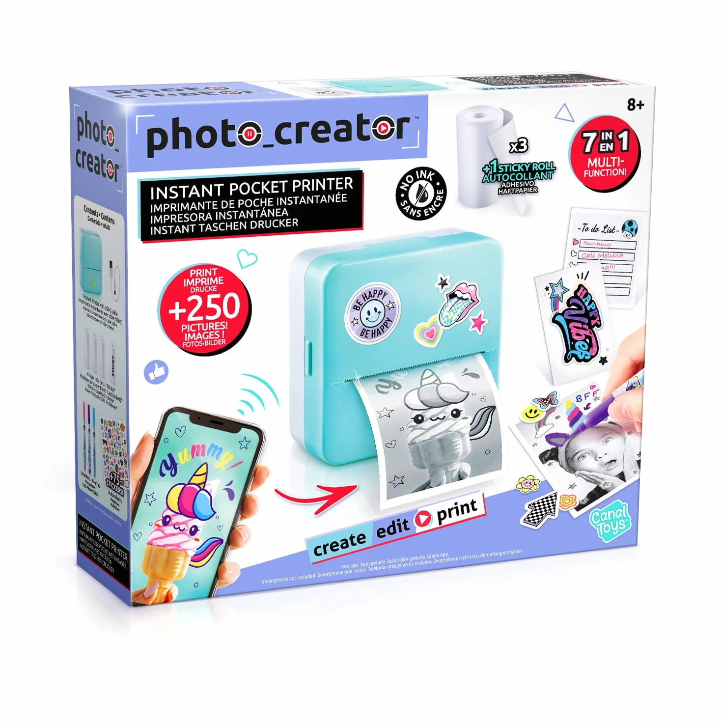 Canal Toys Natychmiastowa kieszonkowa drukarka fotograficzna Creator-termiczna i ekonomiczna drukarka-CLK 017, niebieska