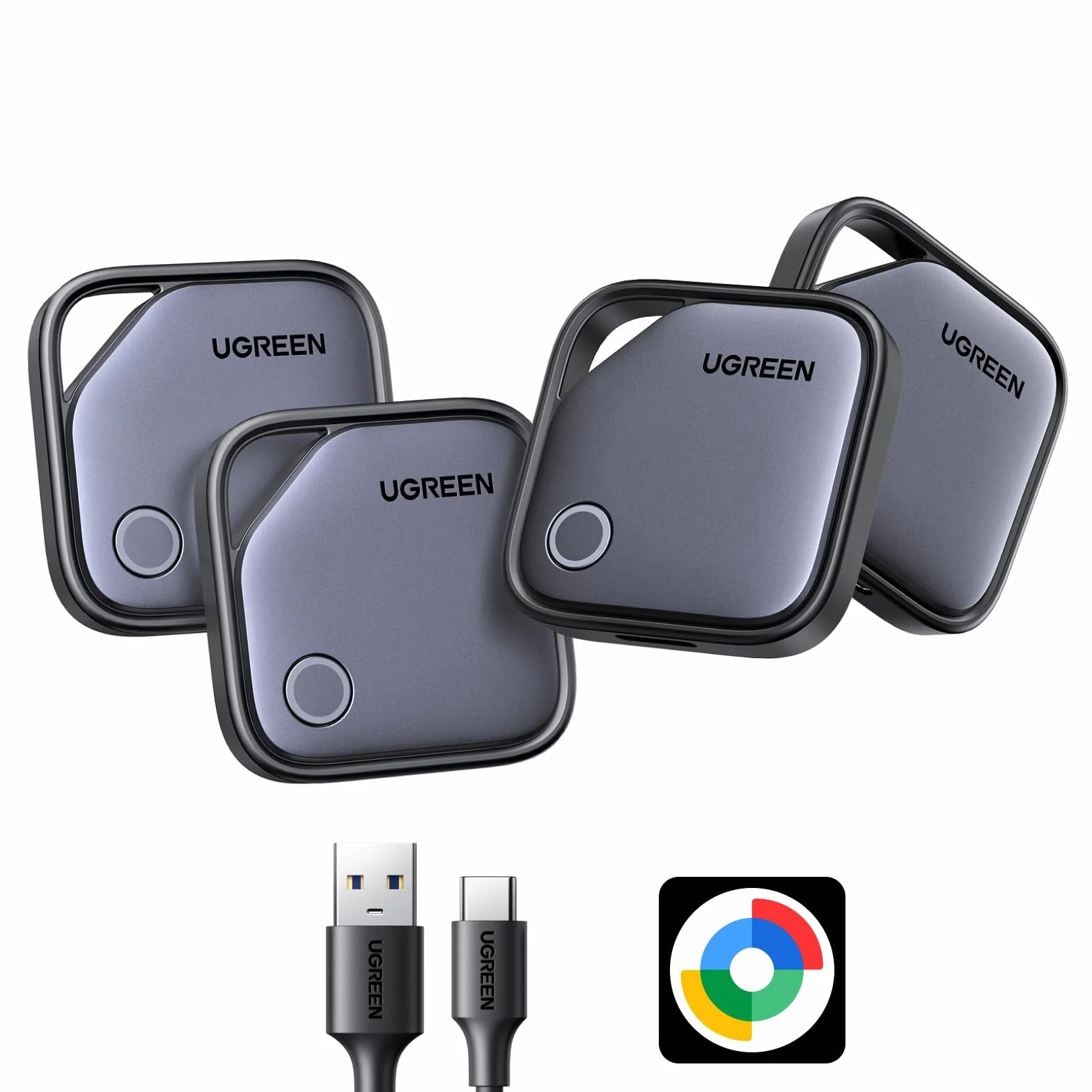UGREEN FineTrack G 4-pak lokalizator Bluetooth USB C kompatybilny z Google Find Hub Android Pixel 10 Galaxy S25