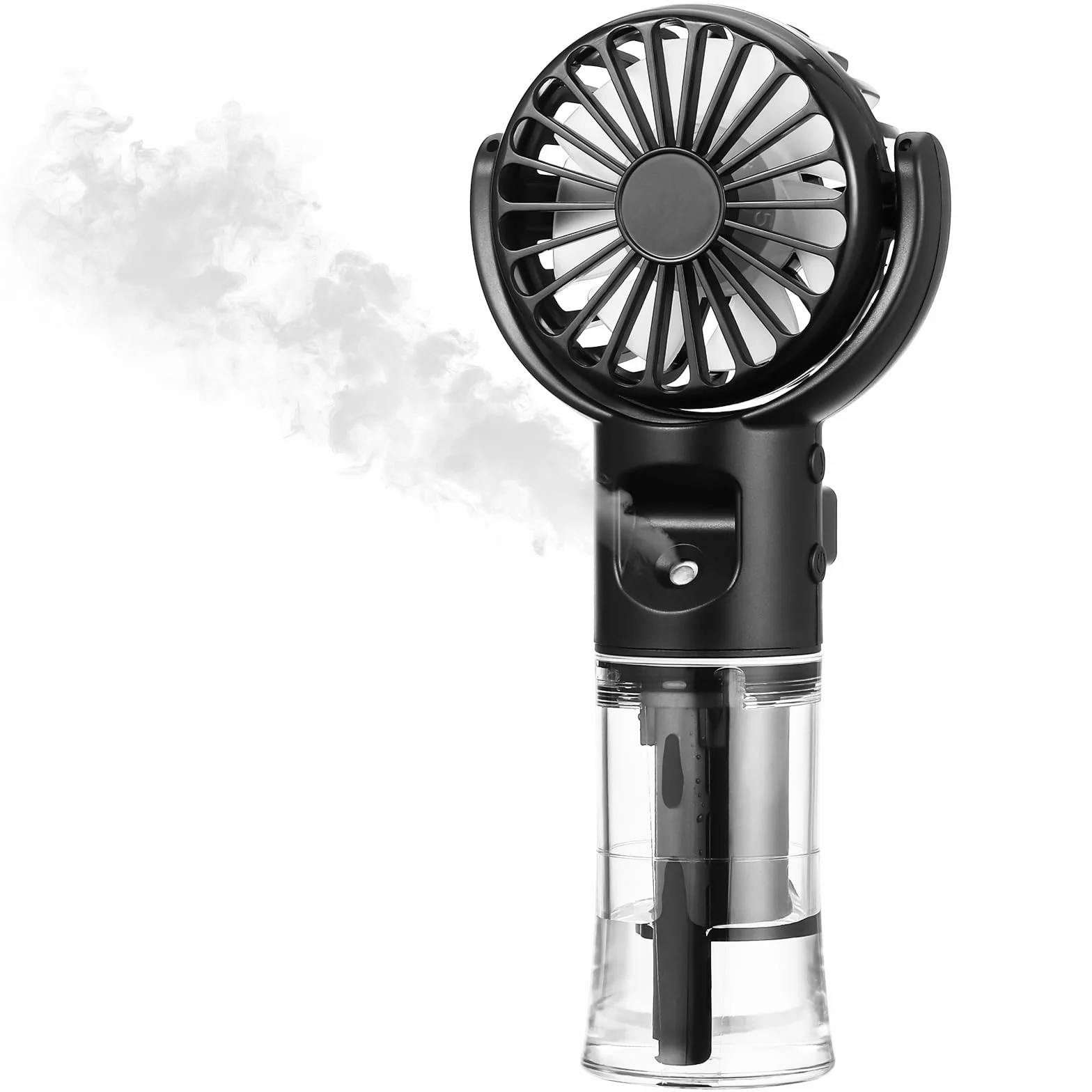 Starvortex Przenośny wentylator mgiełkowy, przenośny mini wentylator z możliwością ładowania, 4-biegowy przenośny wentylator, przenośny wentylator USB, akcesoria podróżne, do biura na kemping (czarny)