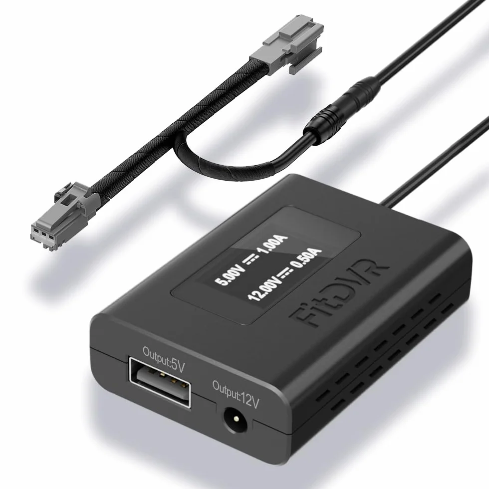 Dash Cam Adapter zasilania (3-Pin) dla Ford Ranger 2019-2023 i Escape 2013-2020 z lustrem Auto-dimming, wyświetlacz LED źródło zasilania USB, Łatwe w instalacji, wyjście 5V 12V, D3-040