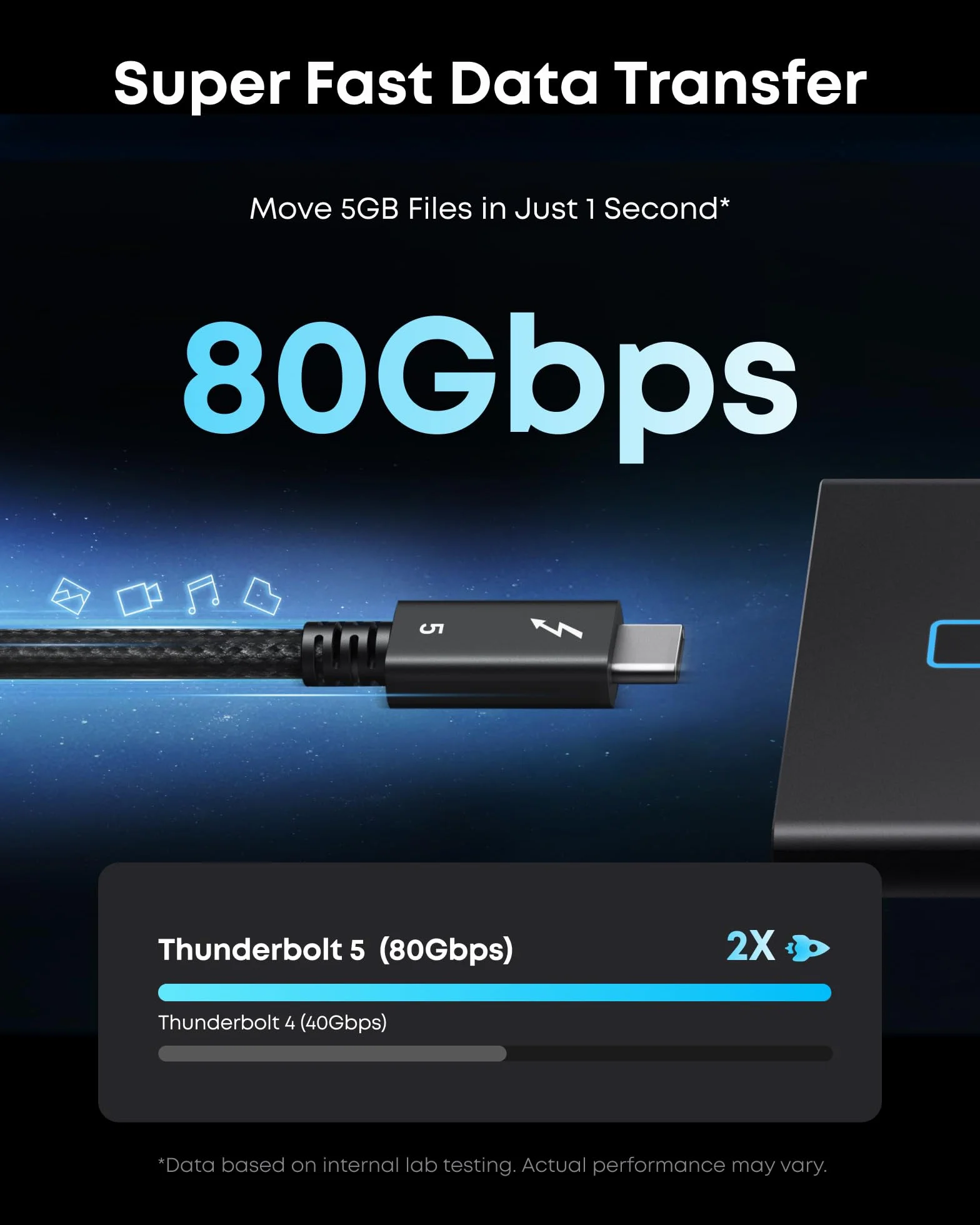 Anker Thunderbolt 5.0 kabel 1 m USB C na USB C, ładowanie 240 W, transfer danych 40 Gbit/s, obsługuje wyświetlacze 8K/4K, do iPhone serii 16, MacBook, iPad, Samsung (certyfikat Thunderbolt 5)
