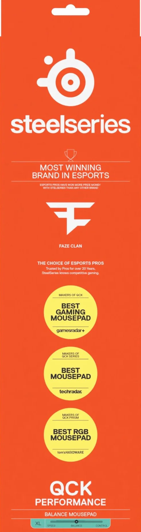 SteelSeries, podkładka QcK XL Performance Balance - Dod. gęstość dająca poślizg - Niskoprofilowe przeszycia krawędzi - Antypoślizgowa podstawa z neoprenu - Rozm. 900 x 400 mm - FPS, MOBA, RTS, MMO