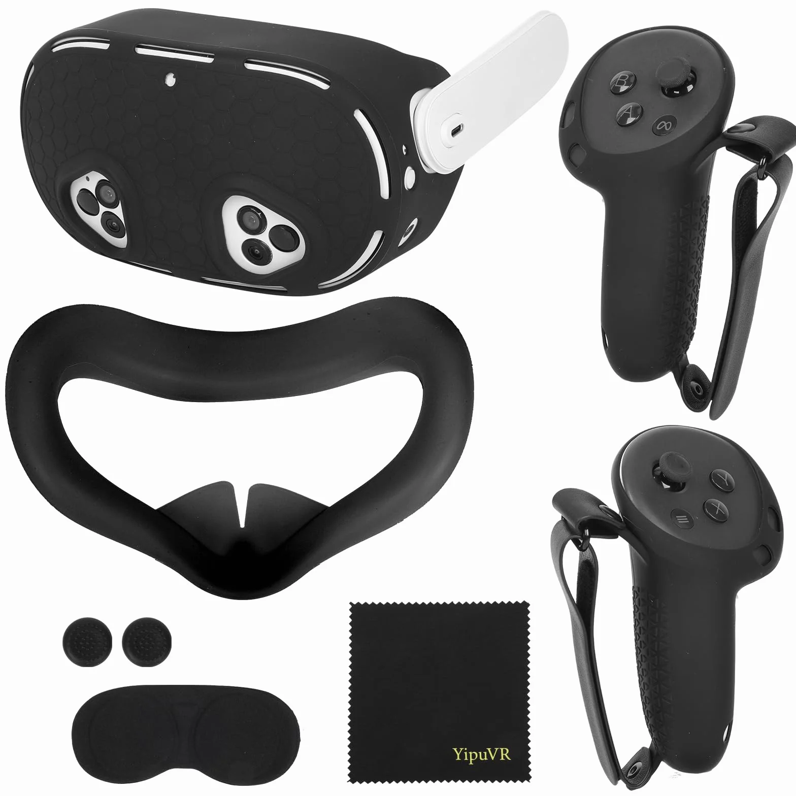 Silikonowe etui ochronne do Meta Quest 3S, 5 w 1, osłona na kontroler i VR, joystick caps