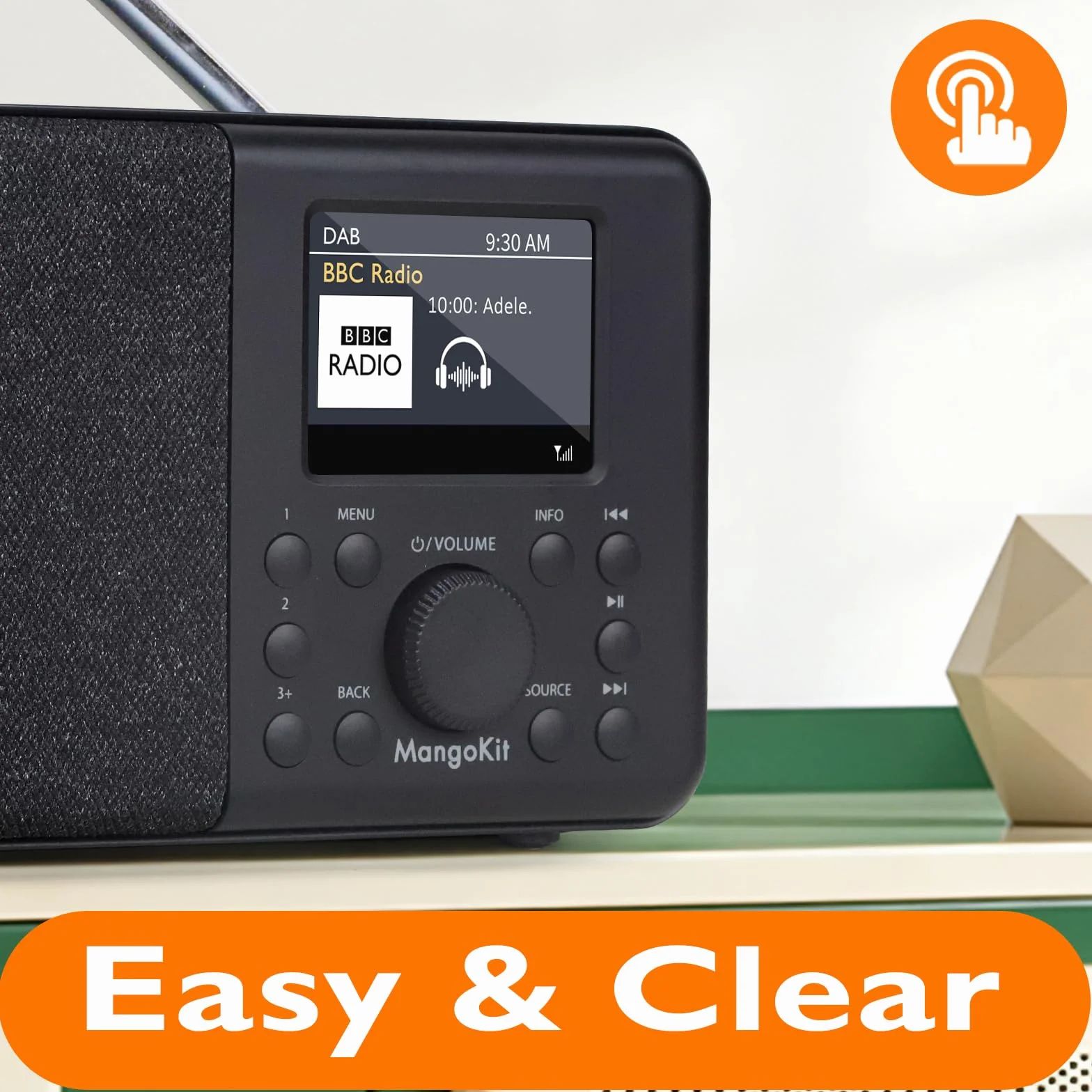 SR10 radio internetowe WiFi z Smart DAB+ i Bluetooth, FM, radio kuchenne z zasilaniem sieciowym i baterią, kolorowy wyświetlacz, podwójny alarm