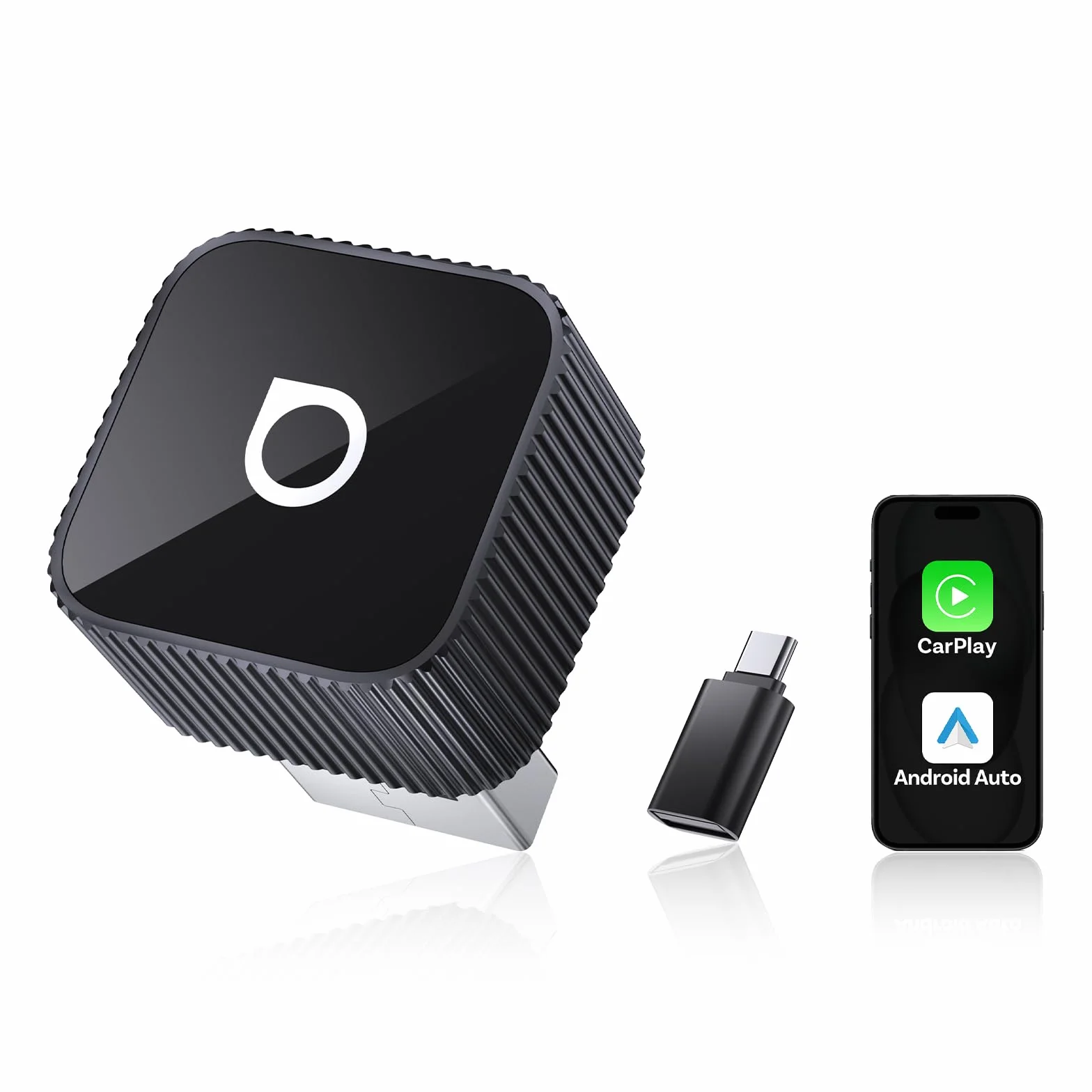 (2026 Ulepszona) OTTOCAST Bezprzewodowy Adapter CarPlay i Android Auto 2 w 1, Ottocast Mini Slim dla iOS 10+ i Android 11+, Wielu Użytkowników, Plug & Play, Szybkie Połączenie