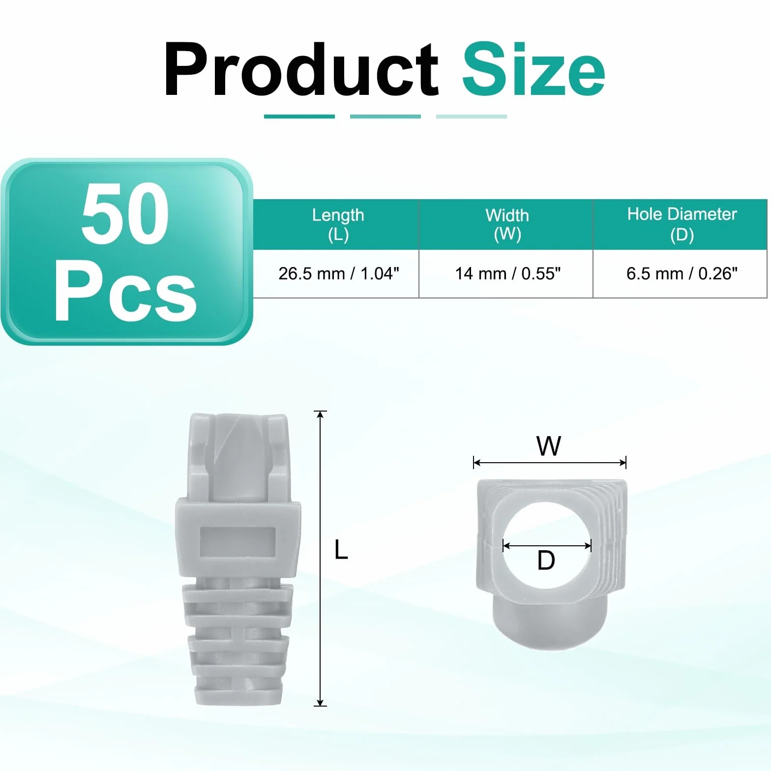 PATIKIL Pokrywa złącza wtykowego RJ45, 50 szt., Cat5, Cat5E, Cat6, Cat7, osłona bagażnika do laptopów komputerów stacjonarnych, routerów, kamer sieciowych Smart TV, drukarek, szara