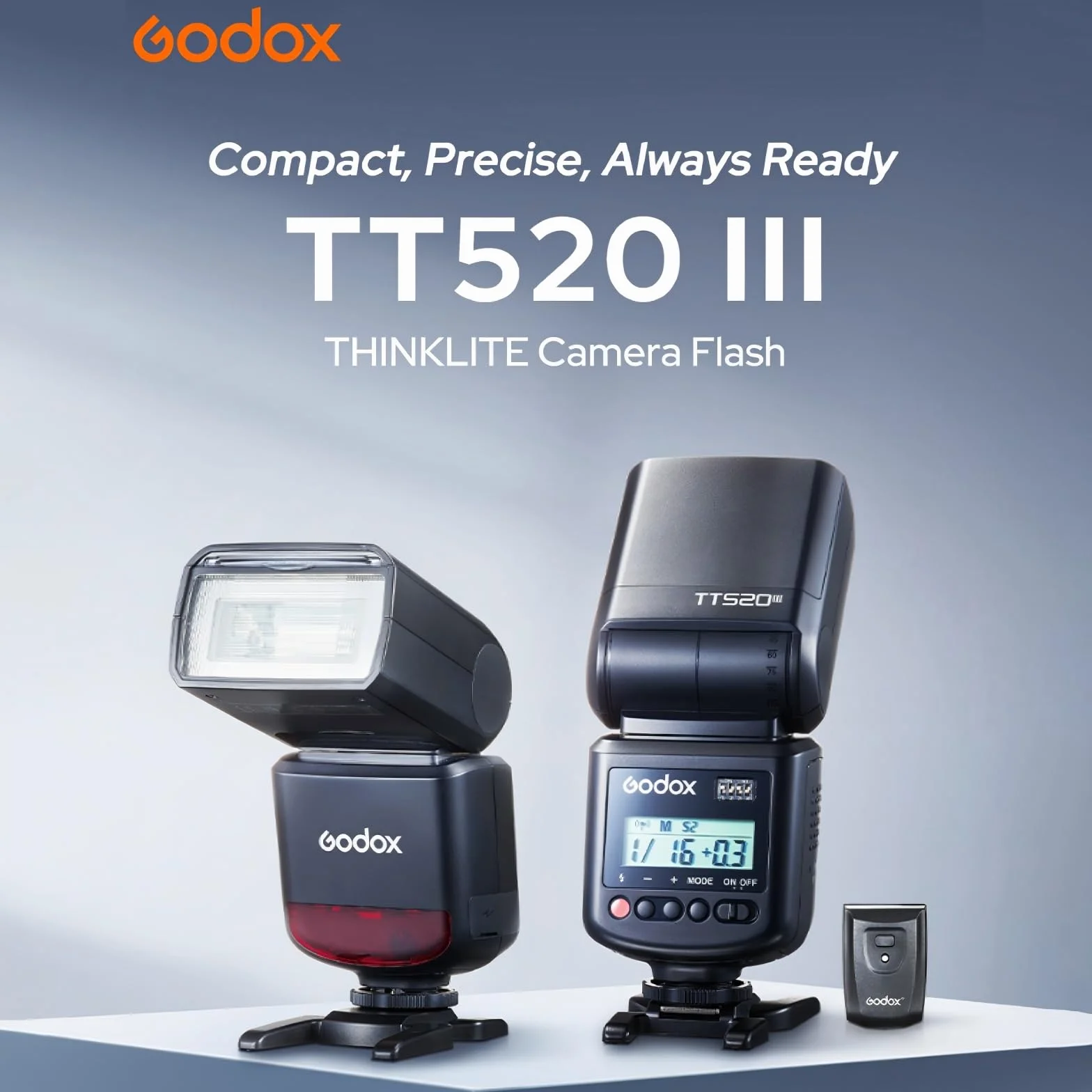 Godox TT520III TT520 III lampa błyskowa Speedlite, aktualizacja GODOX TT520II TT520 II, GN33 8 poziomów mocy, tryb S1/S2, recykling 1,8S, do aparatów ze standardową stopką środkową