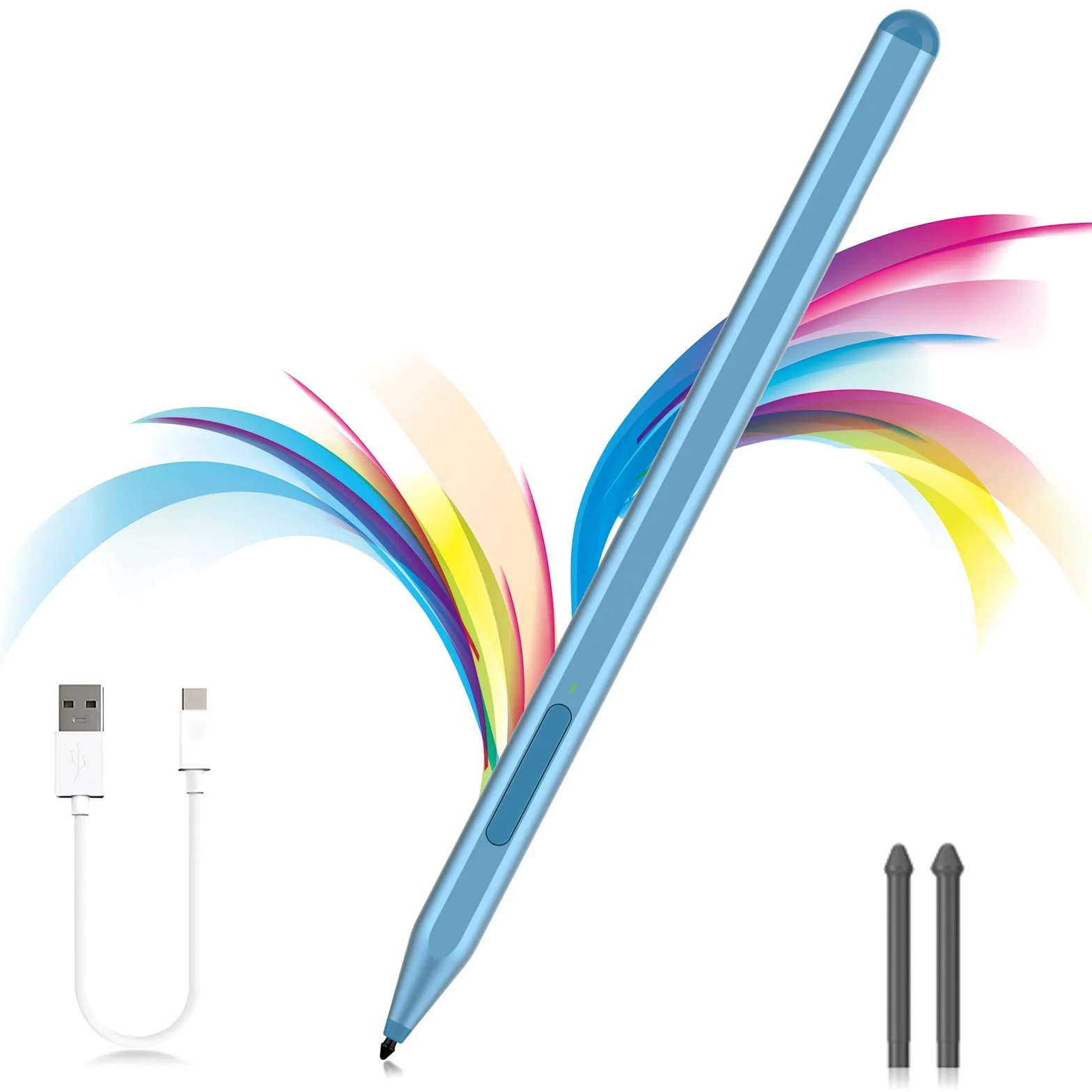 Rysik do Microsoft Surface Pro11/10/9/8/X/7+/6/5/4/3,Surface Go 4/3/3/2/1,Surface Laptop 1-6/Studio/Book 3/2/1 z Bocznym Przyciskiem Gumki,Odrzuceniem Dłoni,Funkcją Pochylenia,Naciskiem 1024 (Blue)
