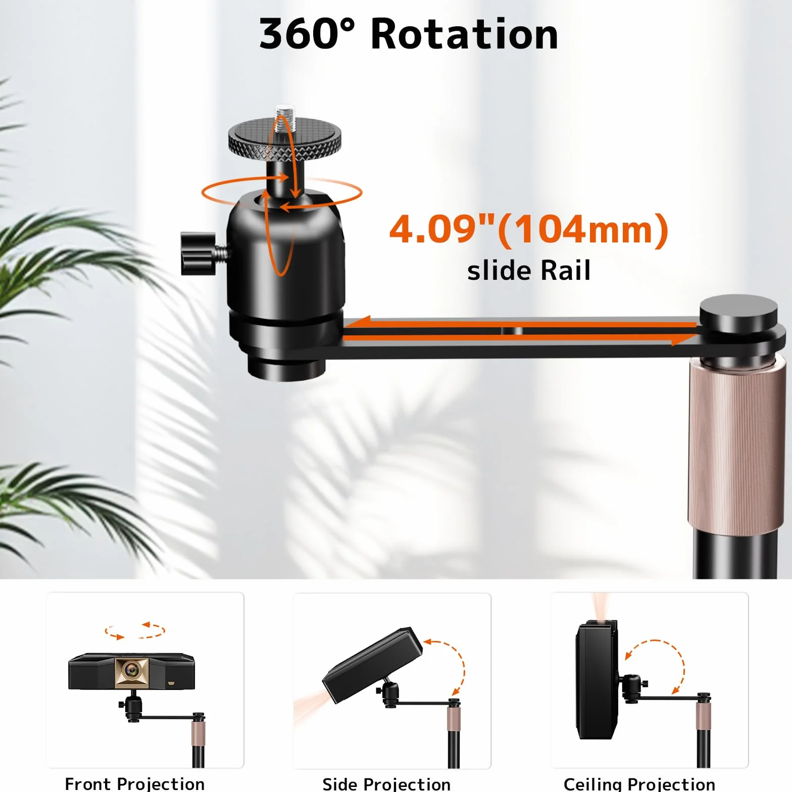 PUTORSEN Stojak do projektora, obracany o 360°, nośność do 5 kg, kompatybilny z rzutnikami, kamerami i kamerami internetowymi do domu, biura i na zewnątrz