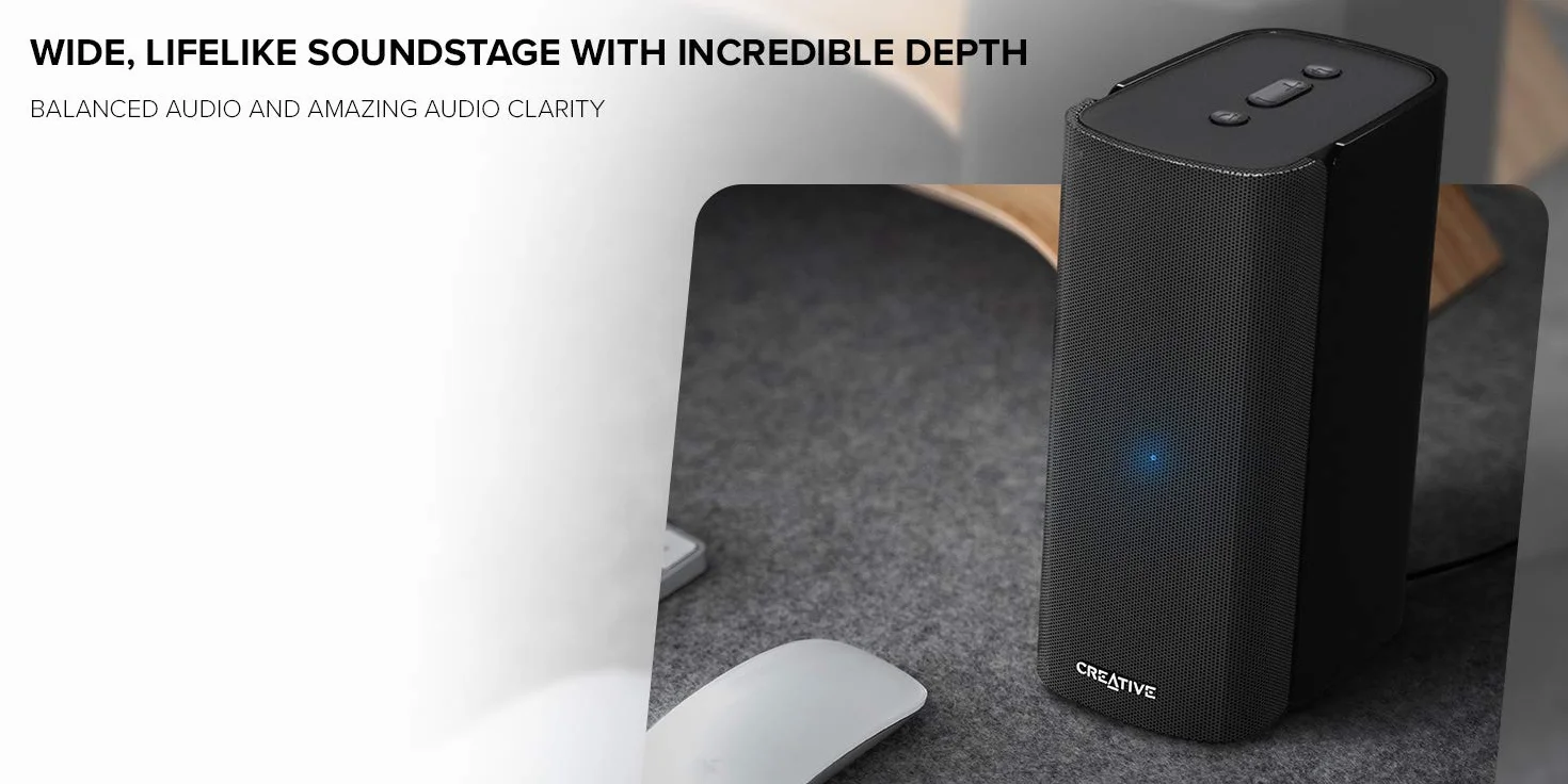 Creative 51MF1690AA000 Kompaktowy Głośnik biurkowy 2.0 z Hi-Fi, Czarny, 80 W