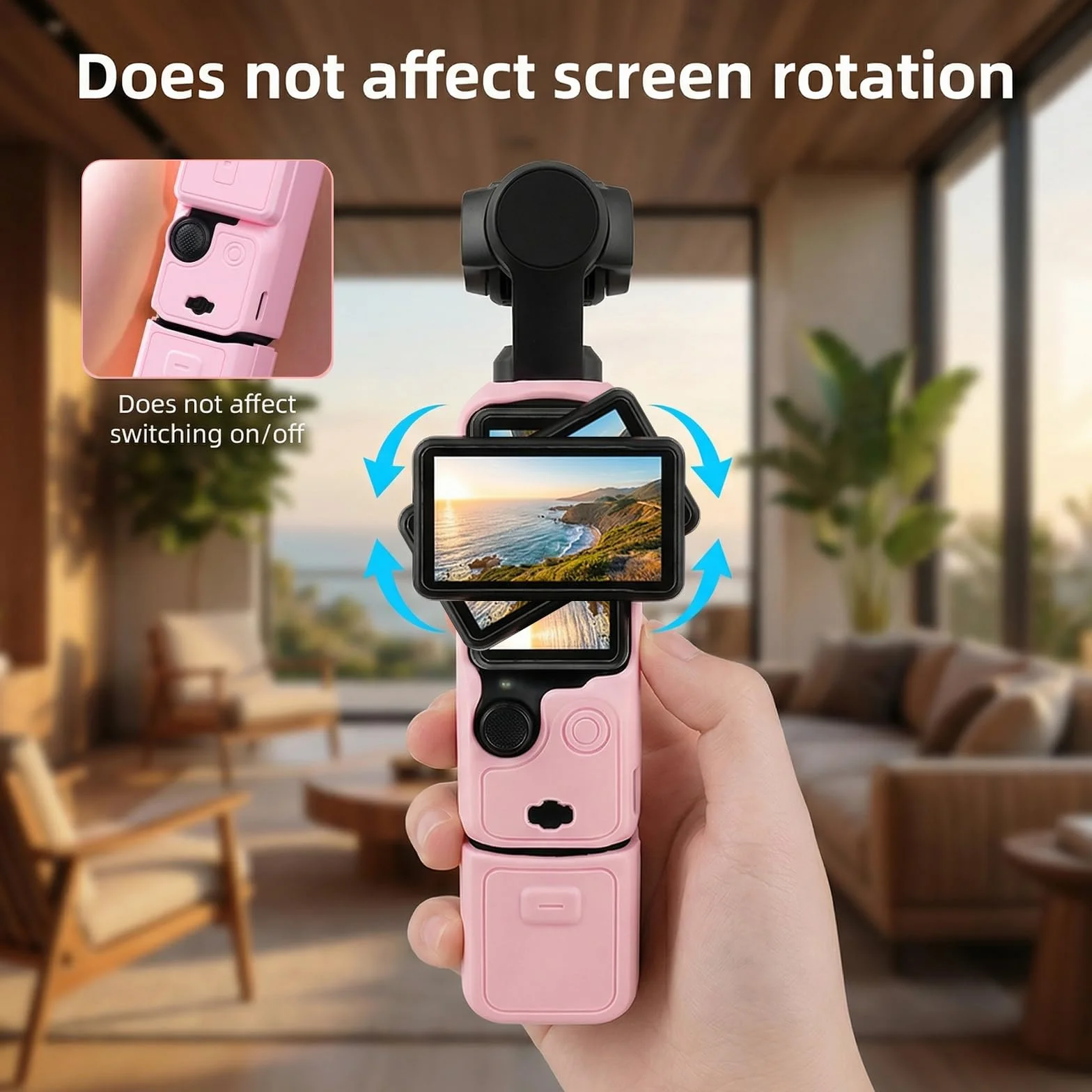 Silikonowe etui ochronne do DJI Osmo Pocket 3, odporne na uderzenia etui na aparat ze smyczą, antypoślizgowe etui z idealnym dopasowaniem, lekkie i przenośne kieszonki, 3 akcesoria, różowe