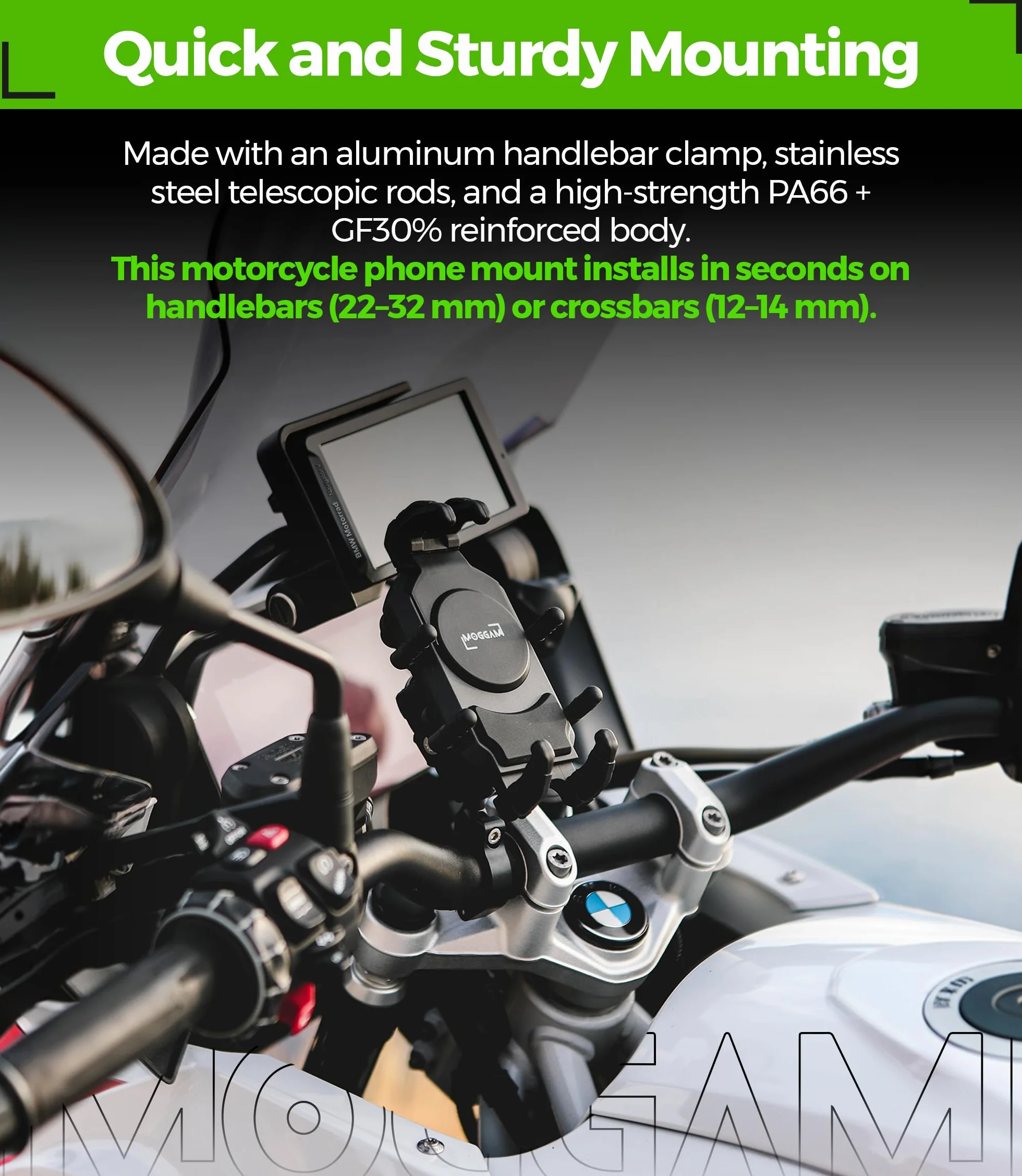 Uchwyt na Telefon do Motocykla Ultrabtrwały 5,4–7,2" Regulowane Ramię 360°