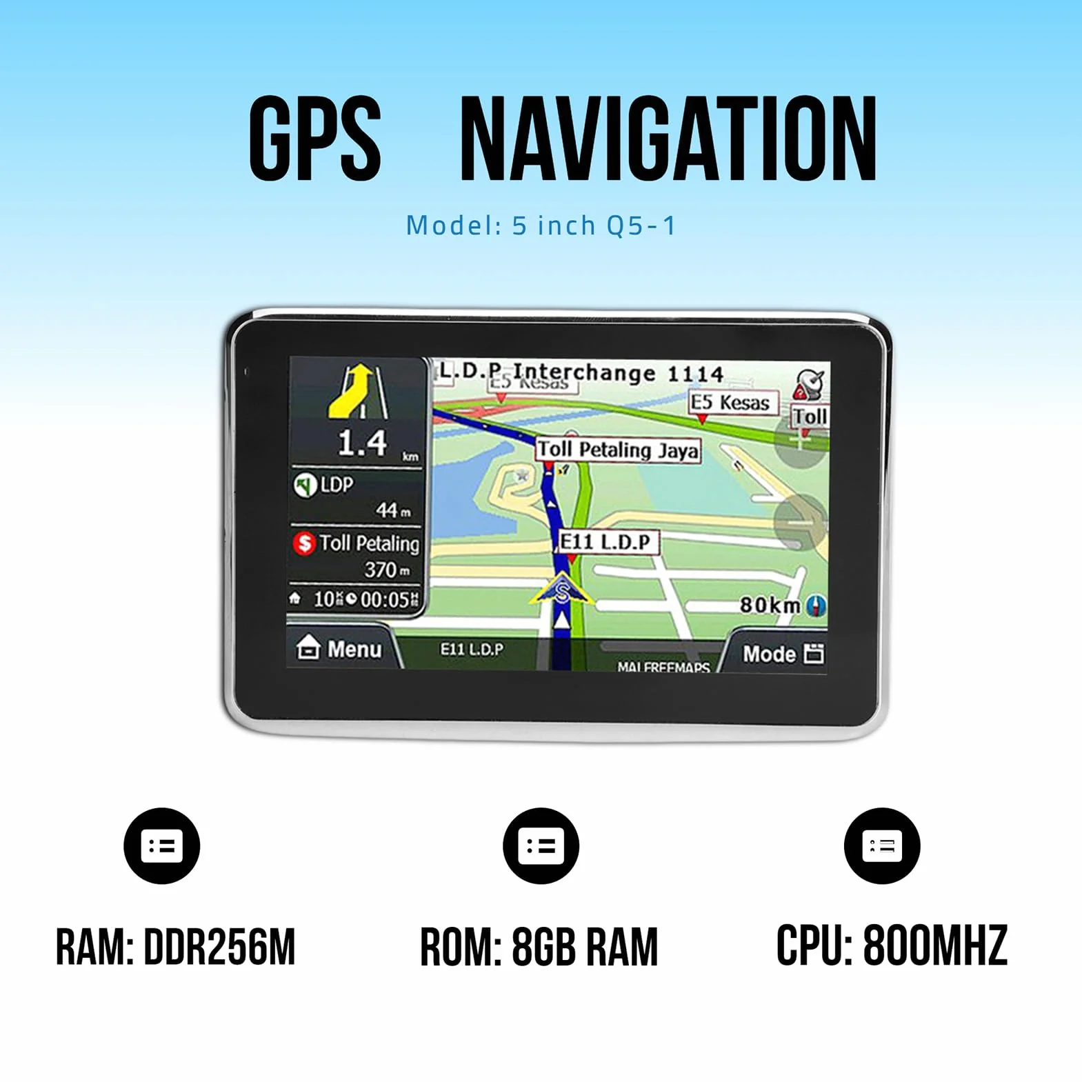 Nawigacja GPS 5-calowy Podwójny System Ekran Dotykowy Uniwersalny do Samochodów Ciężarowych RV