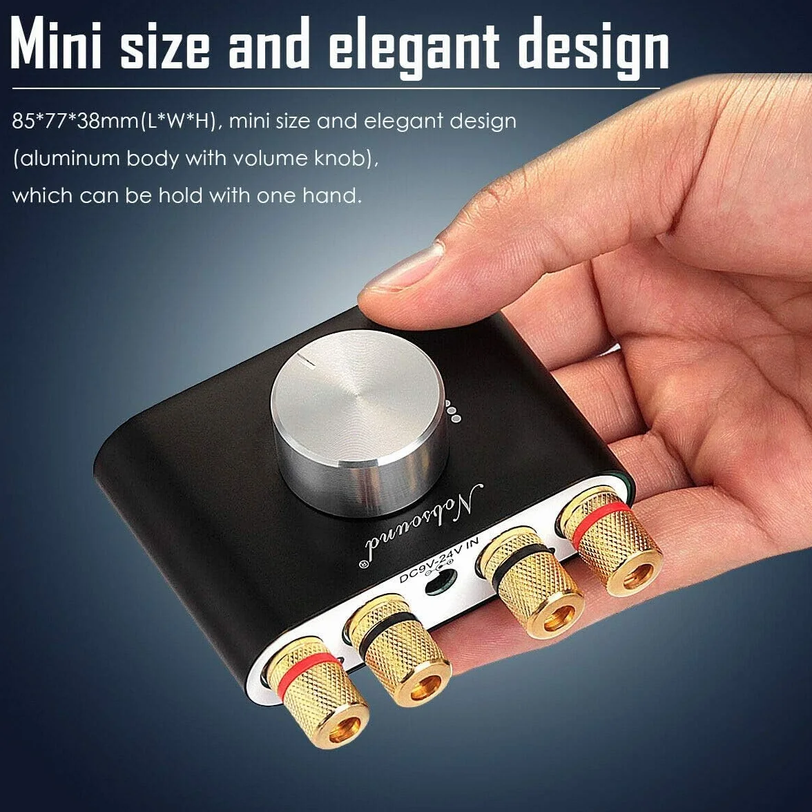Nobsound Mini wzmacniacz mocy Bluetooth; Hi-FI Digital Amp 2.0 Channel 50W × 2 z wejściem AUX/USB/Bluetooth; bezprzewodowy odbiornik audio; Karta dźwiękowa z kartą zasilającą (czarny)