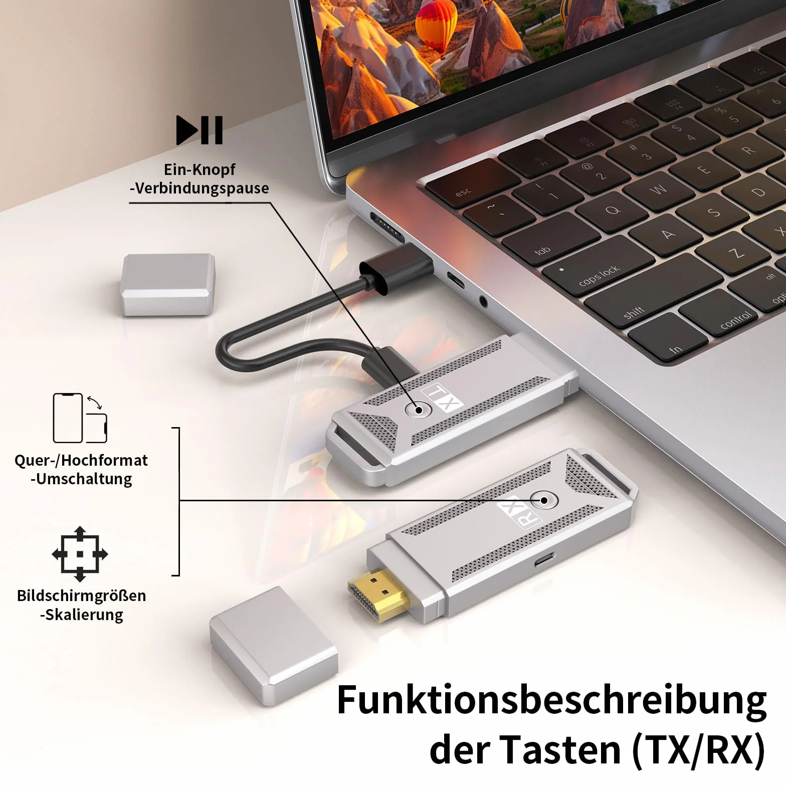 Bezprzewodowy transmiter i odbiornik HDMI [100ft, 4K do 1080p], 2.4G/5G Dual Band HDMI transmisja bezprzewodowa, Plug & Play do strumieniowego przesyłania plików wideo i audio z laptopa/komputera