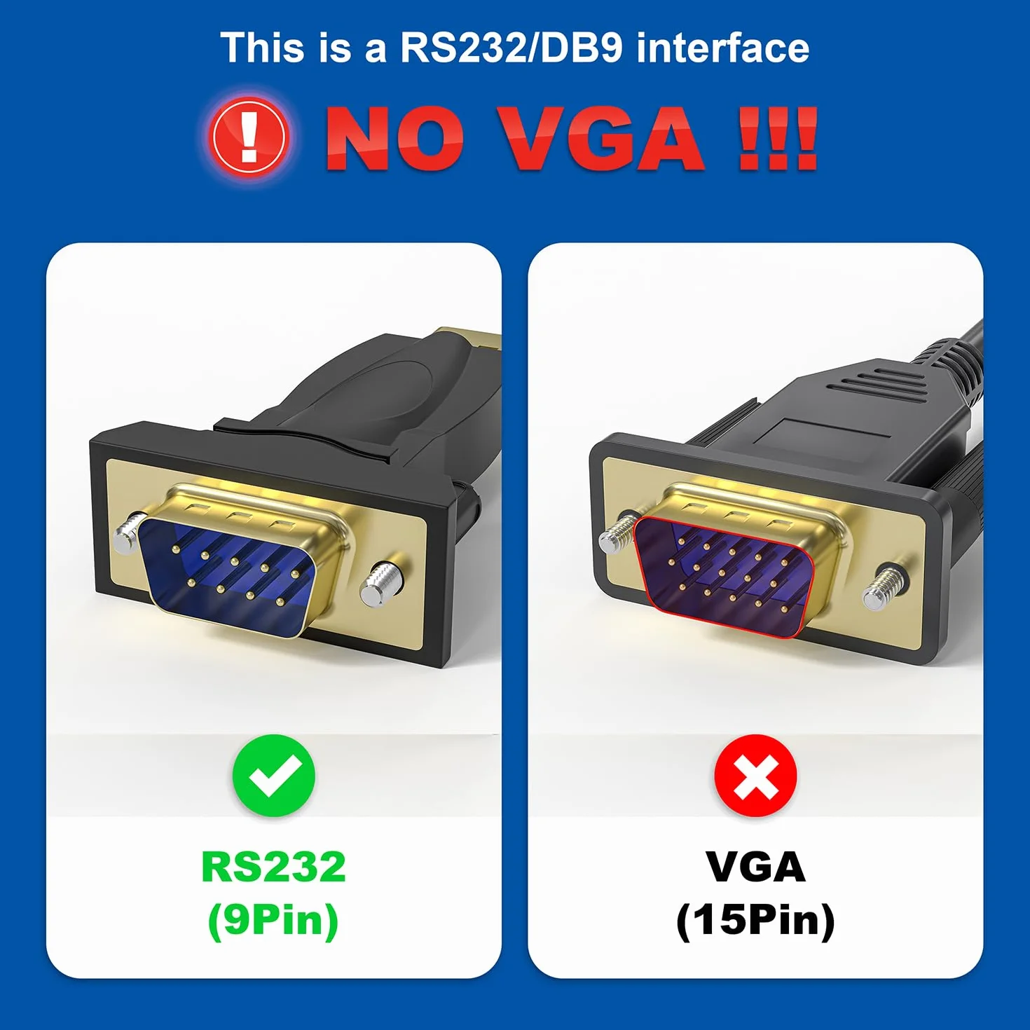 USB na RS232, adapter szeregowy USB z chipsetem FTDI, kabel szeregowy USB 2.0 na męski DB9 do systemów Windows 11,10, 8, 7, Vista, XP, 2000, Linux i Mac OS (6 stóp)
