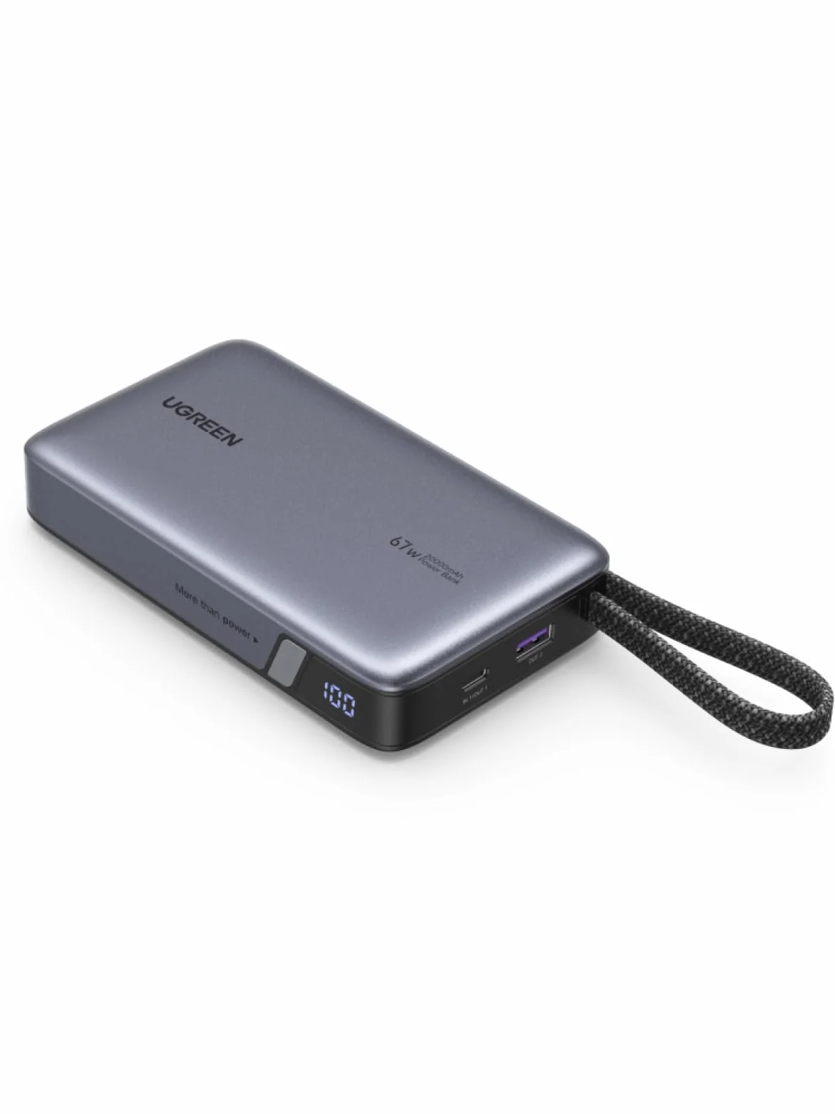 UGREEN Nexode Power Bank, 20000 mAh, szybkie ładowanie 67W z wbudowanym kablem USB-C, zewnętrzne akumulatory do telefonów komórkowych kompatybilne z Galaxy S25, serią iPhone 16/15