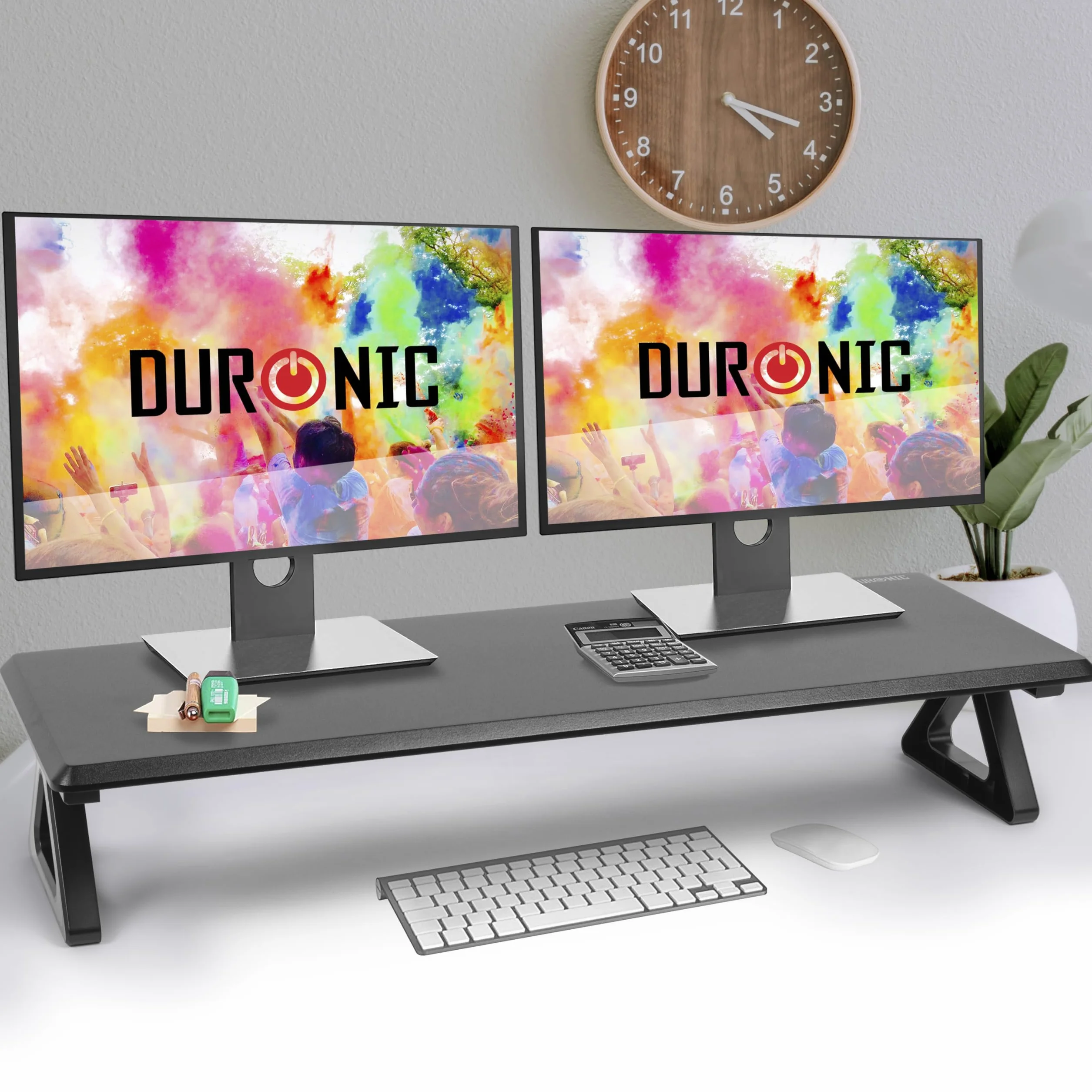 Duronic DM06-2 BK Stojak do monitora podstawka pod monitor 82 x 30 cm do 10 kg MDF i tworzywo