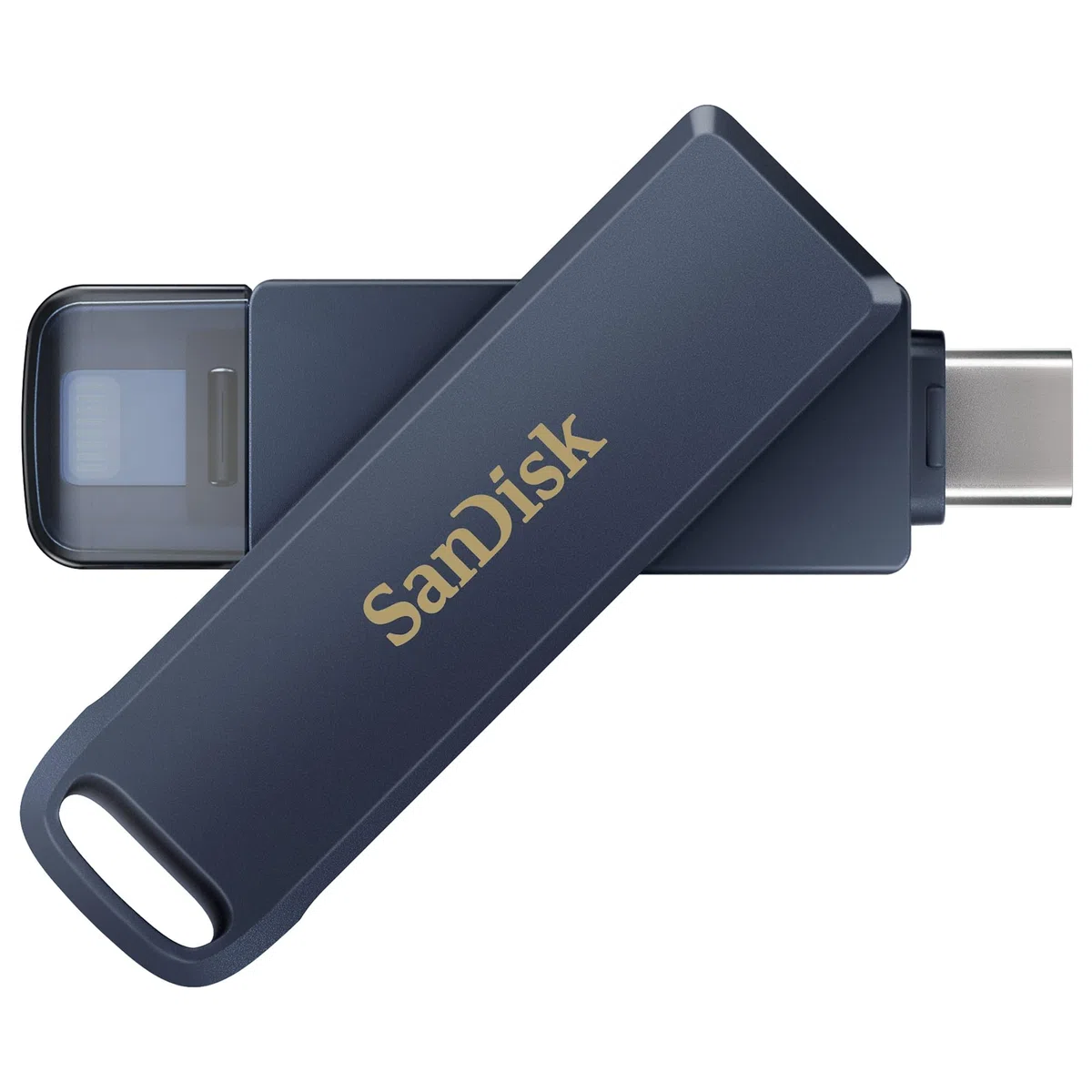 SanDisk Napęd telefoniczny 128 GB, pamięć USB do iPhone'a, iPada, PC i Mac (pamięć 2 w 1, złącza Lightning i USB typu C, automatyczna kopia zapasowa, ochrona hasłem, metaliczne niebo