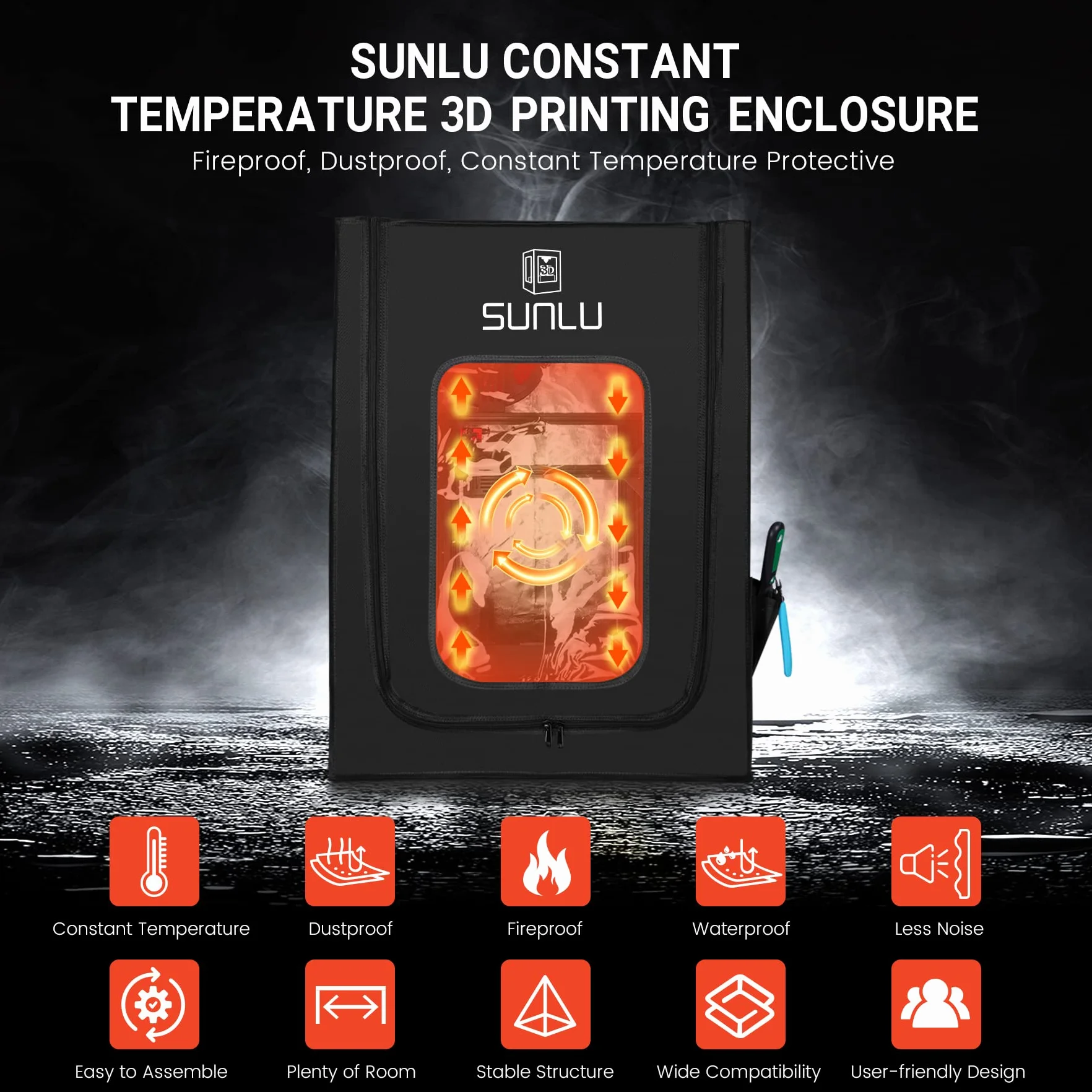 SUNLU Obudowa drukarki 3D, stała temperatura druku 3D dla filamentu ABS do drukarki 3D, obudowa drukarki 3D Ender 3/3 PRO zapewnia dużo miejsca, ognioodporna, wymiary 650 x 550 x 750 mm