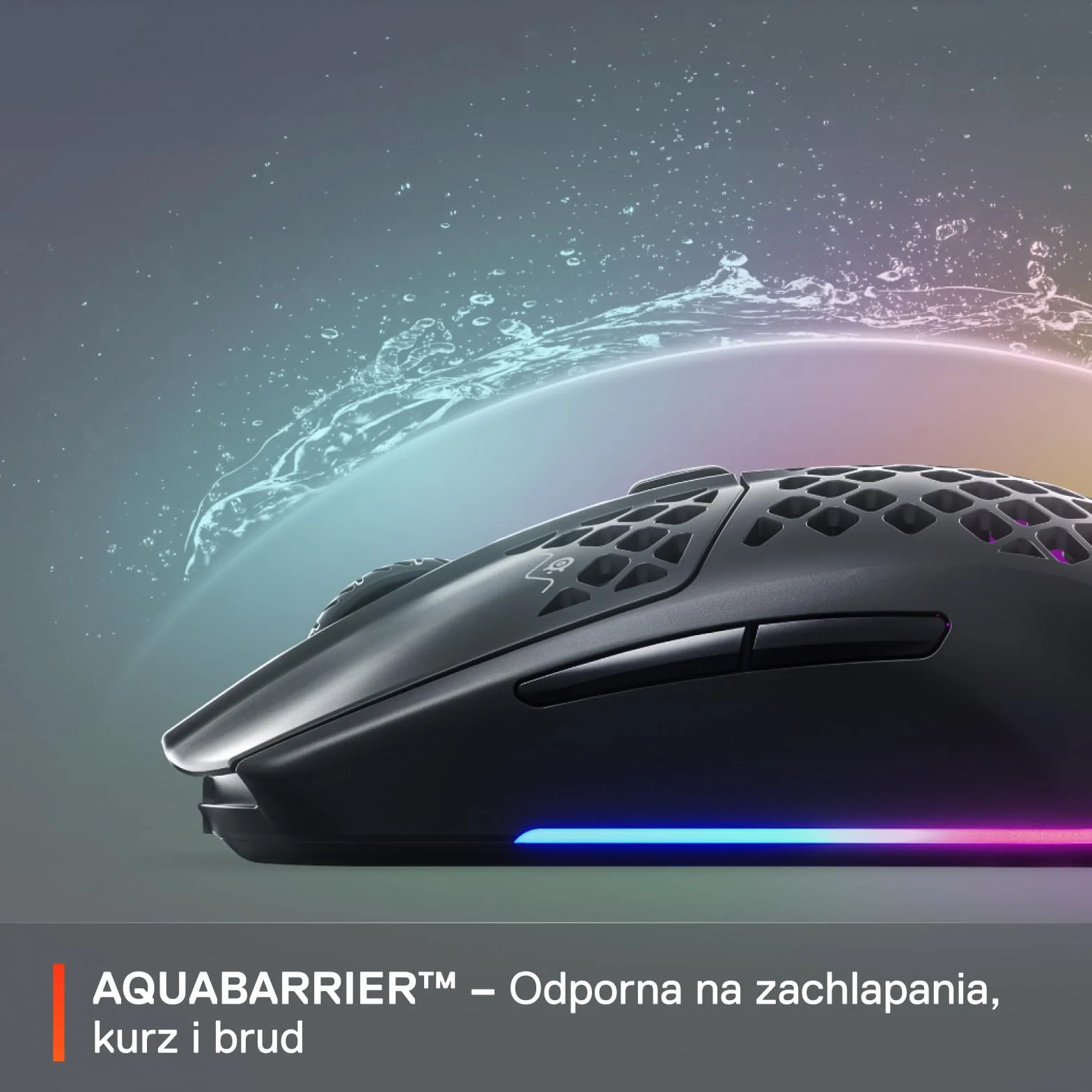 SteelSeries Aerox 3 Wireless Mysz RGB Ultralekka Wodoodporna Sensor TrueMove Air 18K DPI Onyx