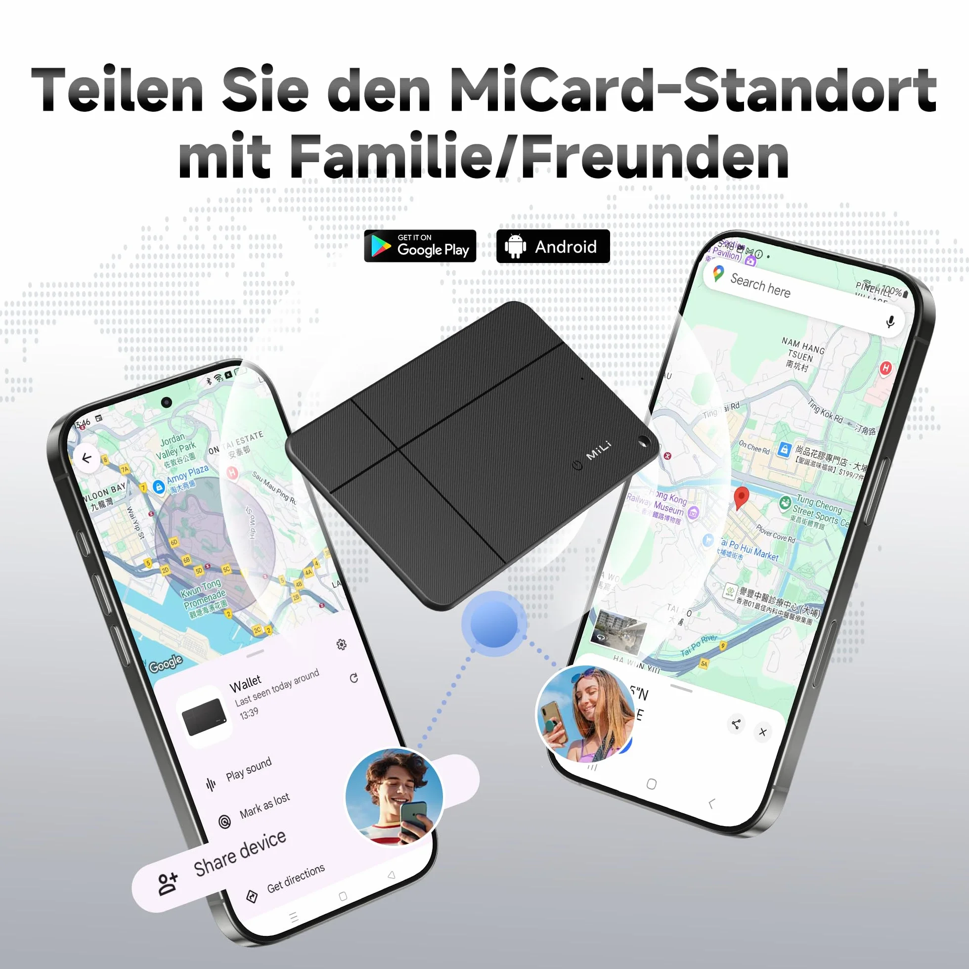 MiLi MiCard Lokalizator NFC z bezprzewodowym ładowaniem dla Androida, Google Znajdź moje urządzenie