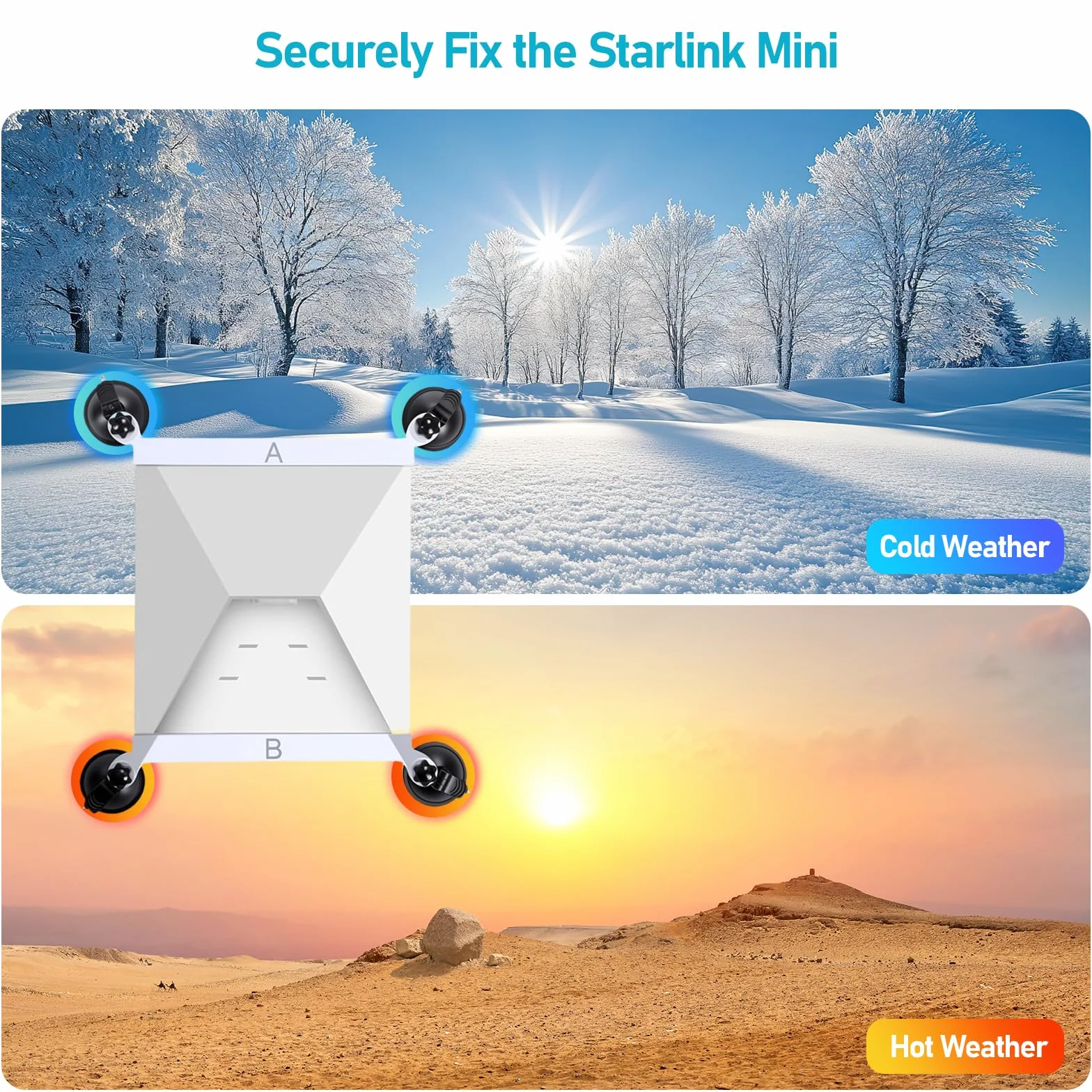 Starlink Mini Mount uchwyt samochodowy z przyssawką do Star Link, mini akcesoria, zestaw montażowy do okien i szyberdachów, Starlink mini uchwyt dachowy do samochodu, kampera, łodzi, ciężarówki