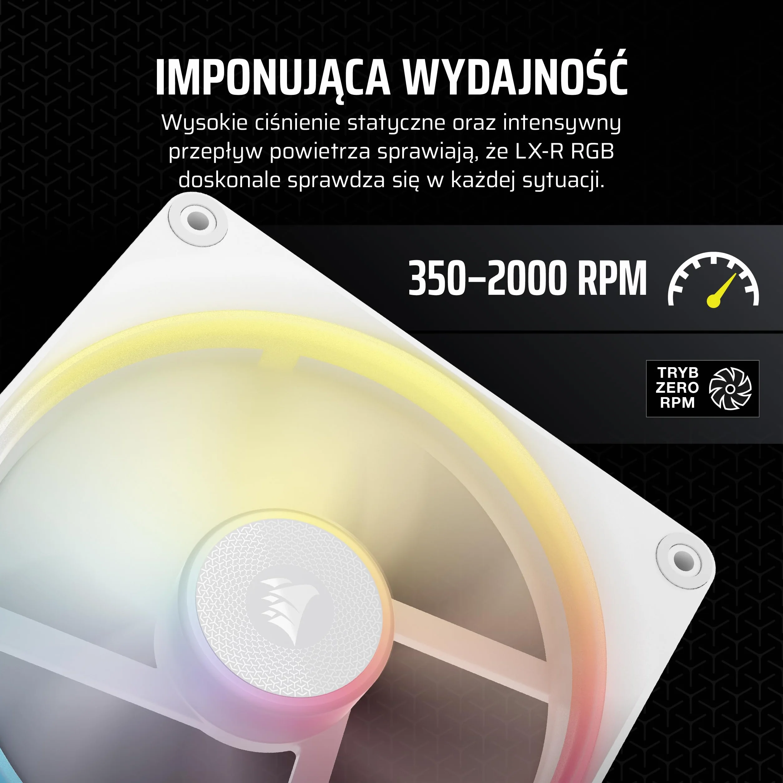 CORSAIR iCUE LINK LX140-R RGB 140mm PWM Wentylator Zestaw Startowy Odwrócony Przepływ Biały