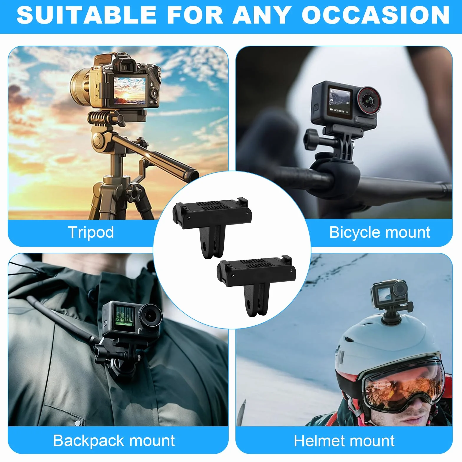 2 x magnetyczny uchwyt adaptera do DJI Osmo Action 3/4/5 Pro Osmo360, podwójna stabilność, magnetyczny uchwyt do szybkiej wymiany, adapter magnetyczny z dwoma pazurami, akcesoria DJI