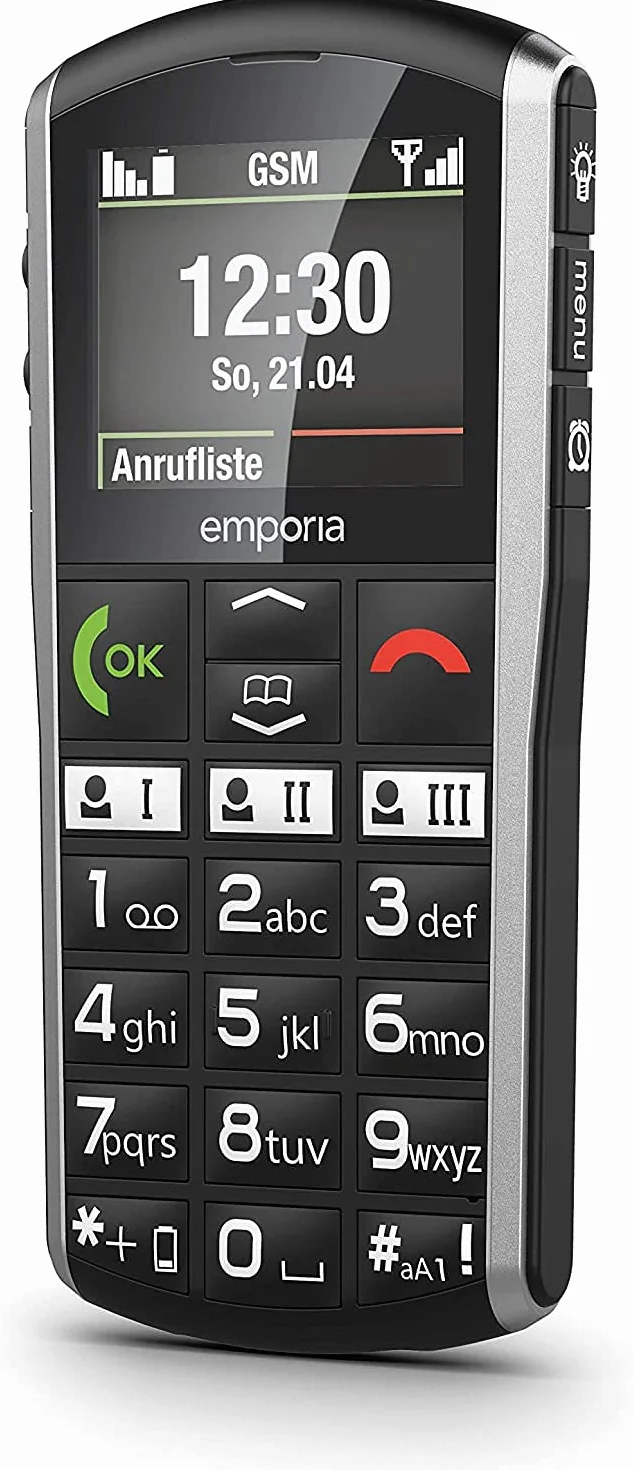 Emporia Simplicity telefon komórkowy 5.1 cm kolorowy wyświetlacz duże przyciski przycisk SOS stacja ładująca M4/T4 kompatybilna z aparatem słuchowym Bluetooth czarny (Włochy)