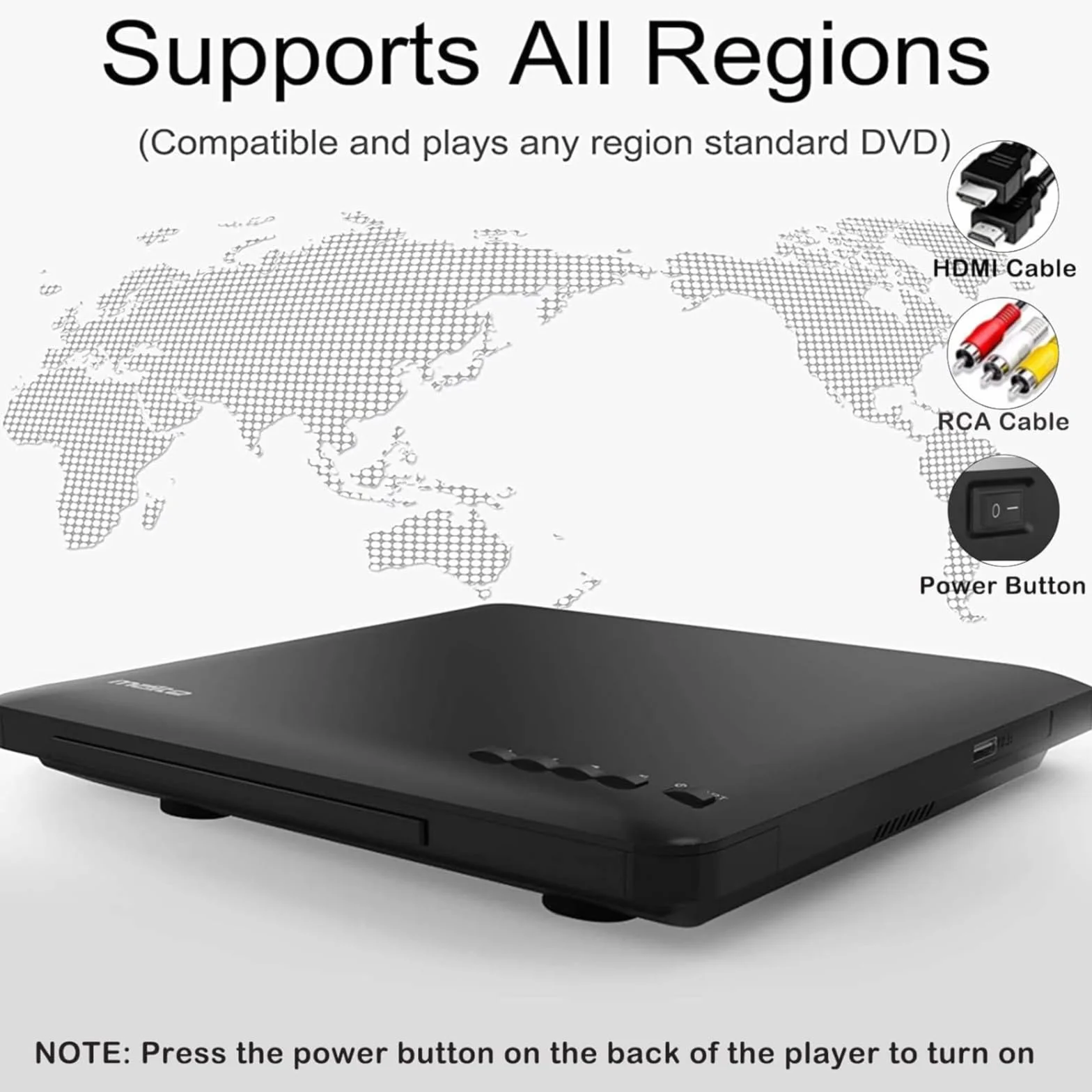 Odtwarzacz DVD do telewizora z wyjściem HDMI RCA, odtwarzacz DVD dla wszystkich regionów z funkcją odtwarzania z pamięci, skalowanie HD 1080P, wejście USB, zintegrowany system NTSC/PAL, kabel