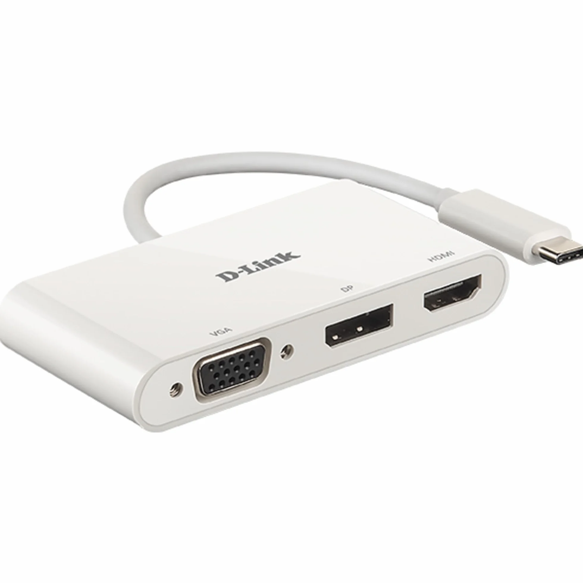 D-Link DUB-V310 adapter USB typu C na HDMI, VGA i Display Port, 3 w 1, HDMI 4K i 1080p, 3 wyjścia, kompatybilny z Windows i Mac