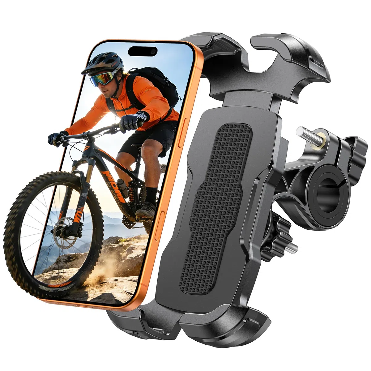 Glangeh uchwyt na telefon komórkowy do roweru, [wzmocniona szczęka ulepszona] uchwyt na telefon komórkowy do motocykla z bezpiecznym zamkiem, obrotowy 360° uchwyt na GPS kompatybilny z iPhone 16 Pro