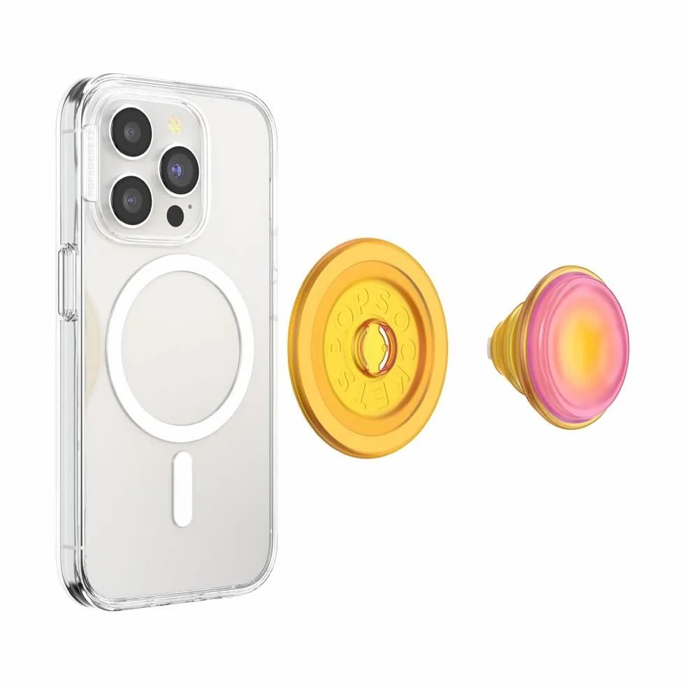PopSockets: PopGrip Round dla MagSafe - Pierścień Adaptera do MagSafe w Zestawie - Rozkładany uchwyt i stojak do telefonów z wymiennymi krążkami PopTop - Jelly Sunni