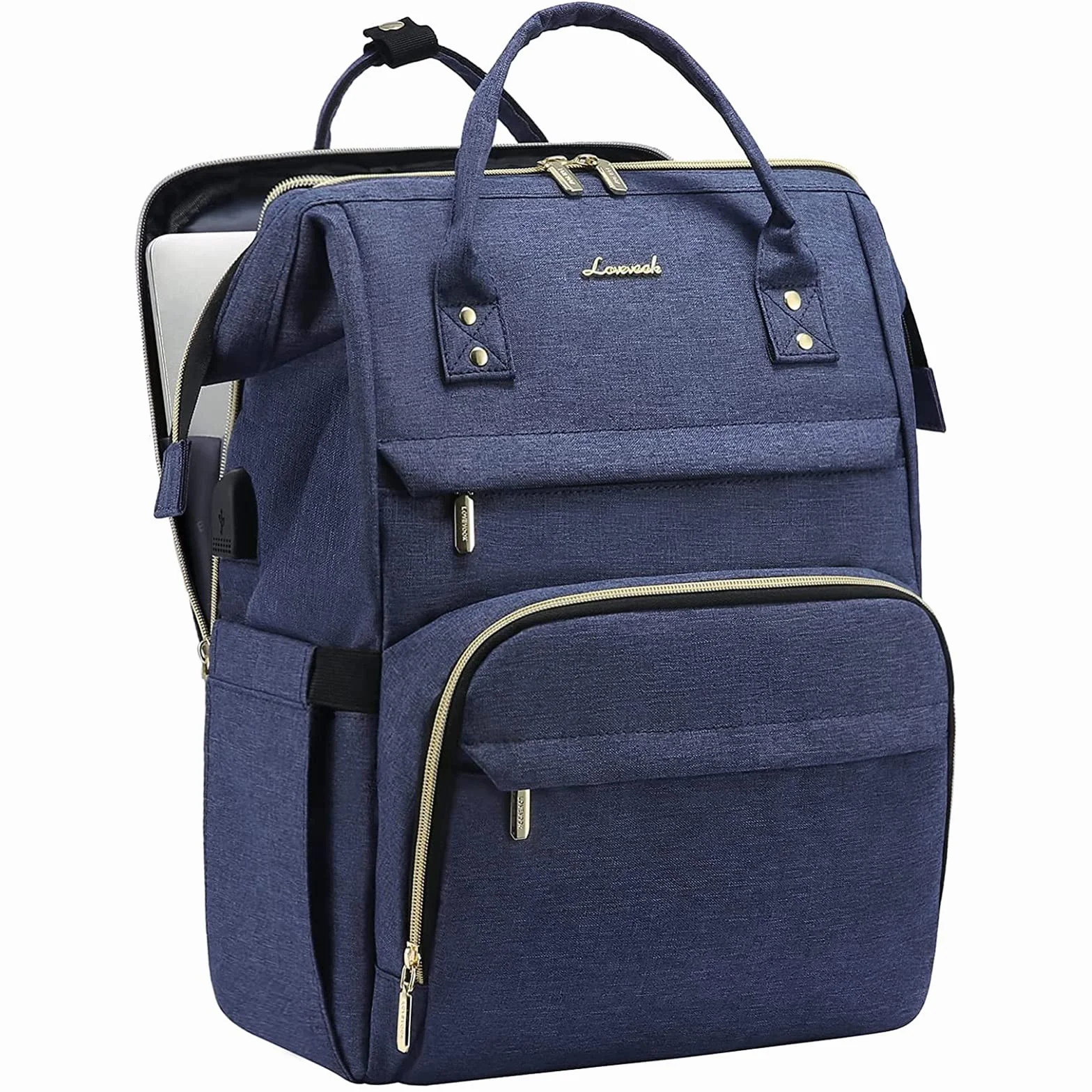 LOVEVOOK Rucksack Damen, Laptop Rucksack mit Laptopfach, Schulrucksack Tasche mit USB Ladeanschluss, für Schule Arbeit Uni Studenten Lehrer Business Büro