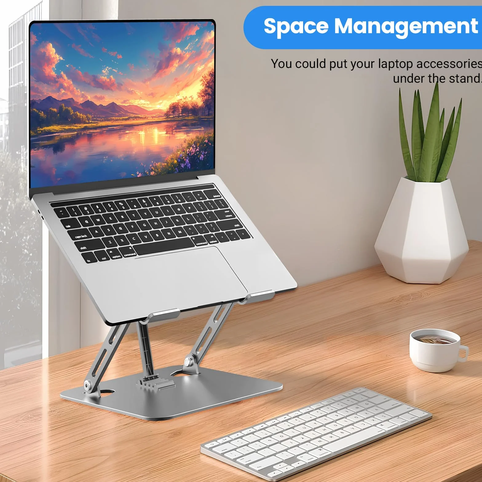 Podstawka pod Laptop, Ergonomiczny Stojak z 3 Wzmocnieniami, 5 Poziomów Regulacji, Składany, Antypoślizgowy, Wentylacja i Chłodzenie, Kompatybilny z Macbook Notebookami Tabletami (10-17,3")