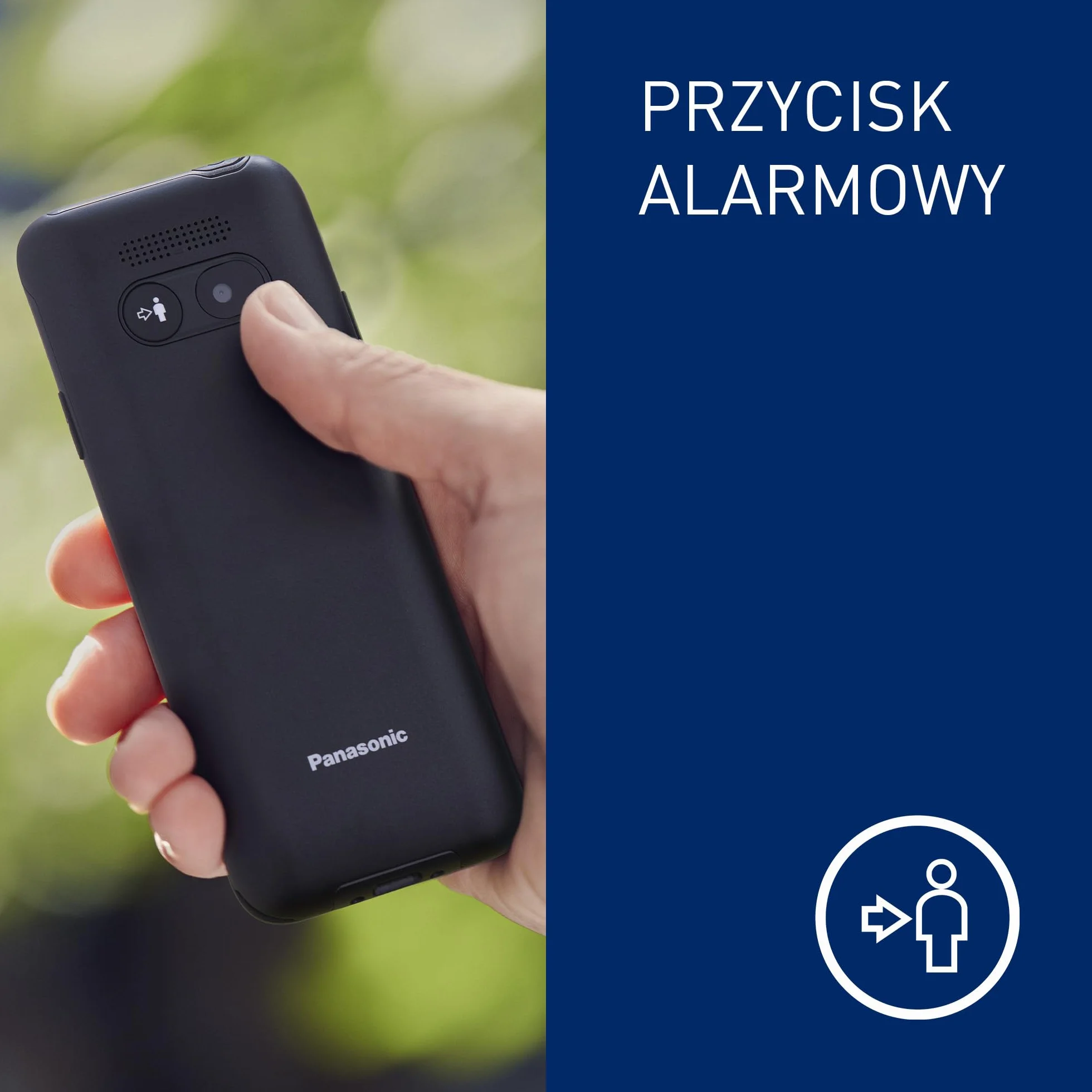 Panasonic KX-TU260EXB Telefon komórkowy 4G duże przyciski IP44 USB C czas rozmowy 7,5h ekran 2,4 cala czarny