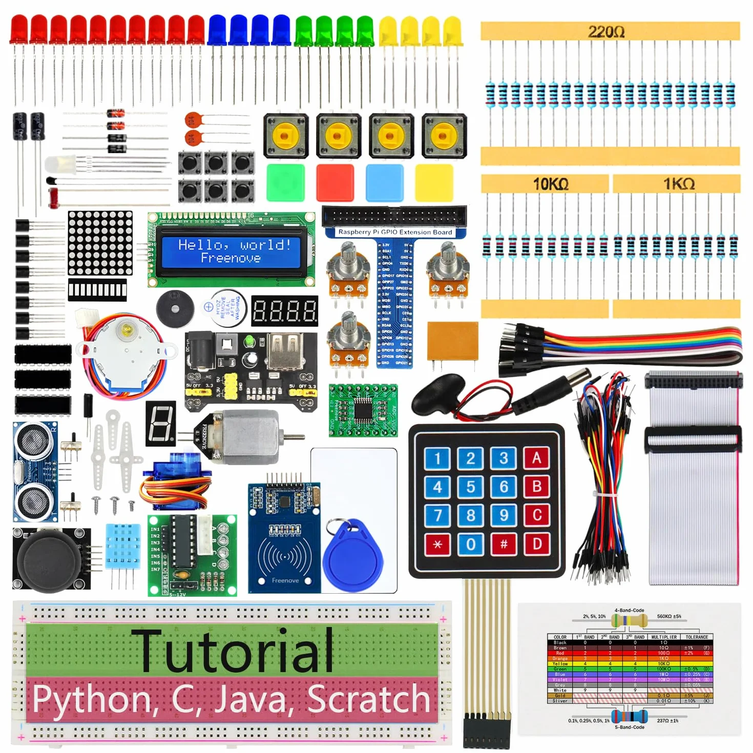 Freenove RFID Starter Kit for Raspberry Pi 5 4 B 3 B+ 400 Zero 2 W, 204 Items 122 Projects Python C Java Code