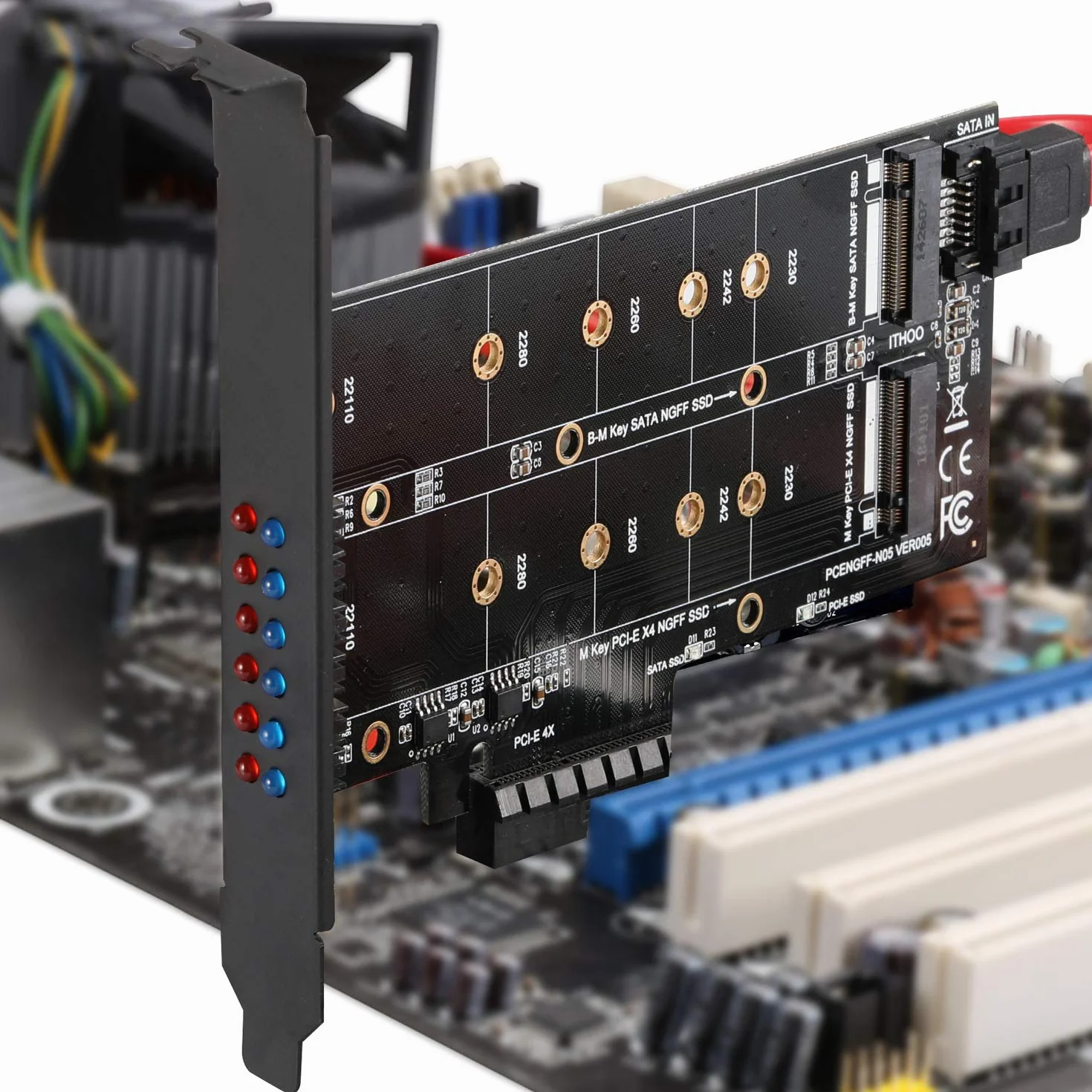 Karta Adaptera M.2 SSD do PCIe 3.0 x4 dla M.2 (Klucz M) i SATA (Klucz B) 22110 2280 2260 2242 2230
