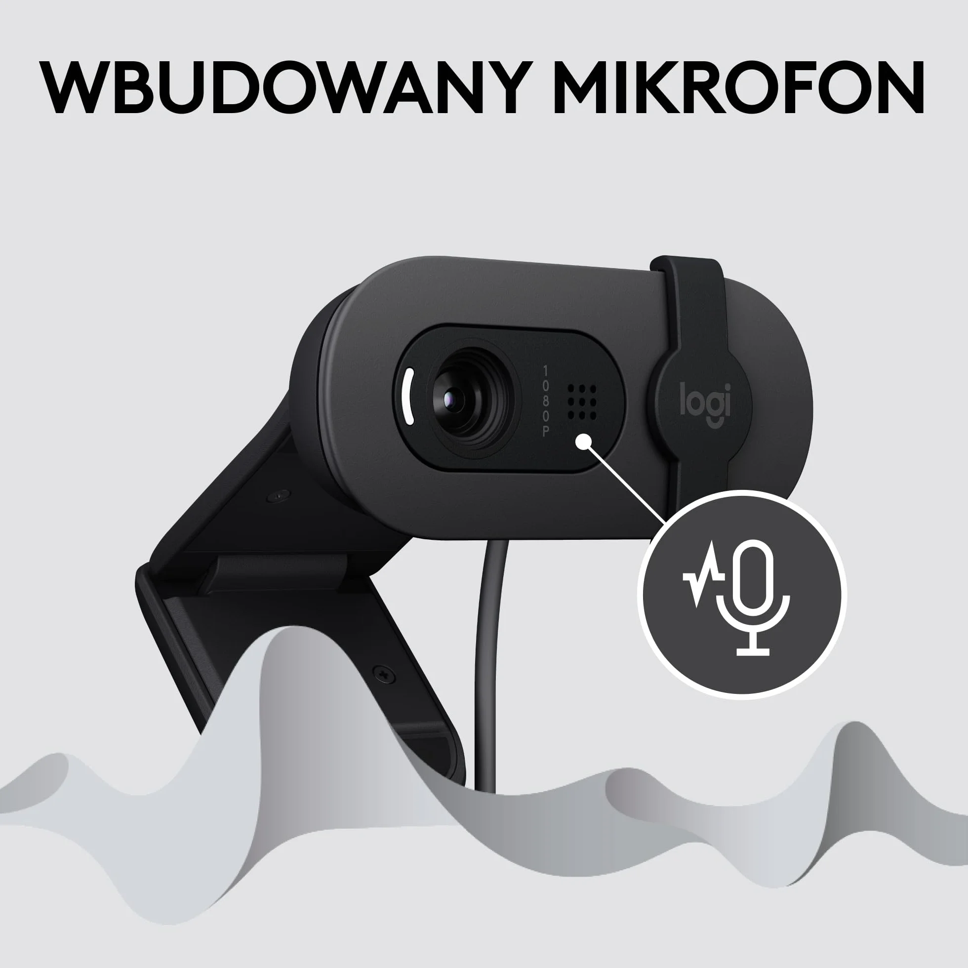 Logitech Brio 100 Full HD Kamera do spotkań i streamowania, automatyczny balans światła, wbudowany mikrofon, osłona migawki, USB-A, do Microsoft Teams, Google Meet, Zoom i innych - Grafit