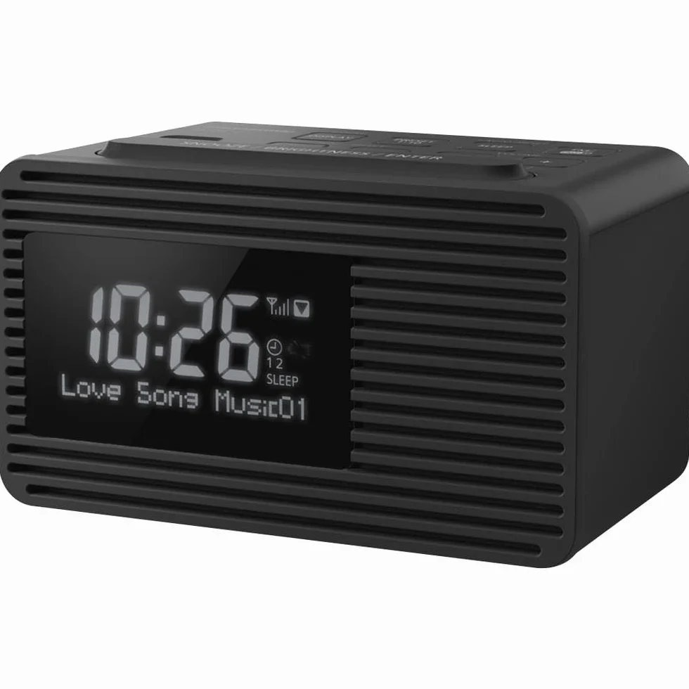 Panasonic RC-D8 radio DAB+ z budzikiem (możliwość zapisania 10 stacji, ładowanie smartfonów USB, duży wyświetlacz, głośnik o średnicy 5cm), czarne