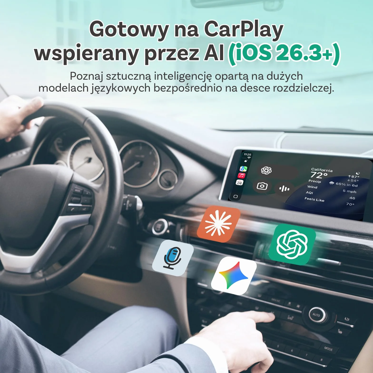 (2026 Ulepszona) OTTOCAST Bezprzewodowy Adapter CarPlay i Android Auto 2 w 1, Ottocast Mini Slim dla iOS 10+ i Android 11+, Wielu Użytkowników, Plug & Play, Szybkie Połączenie