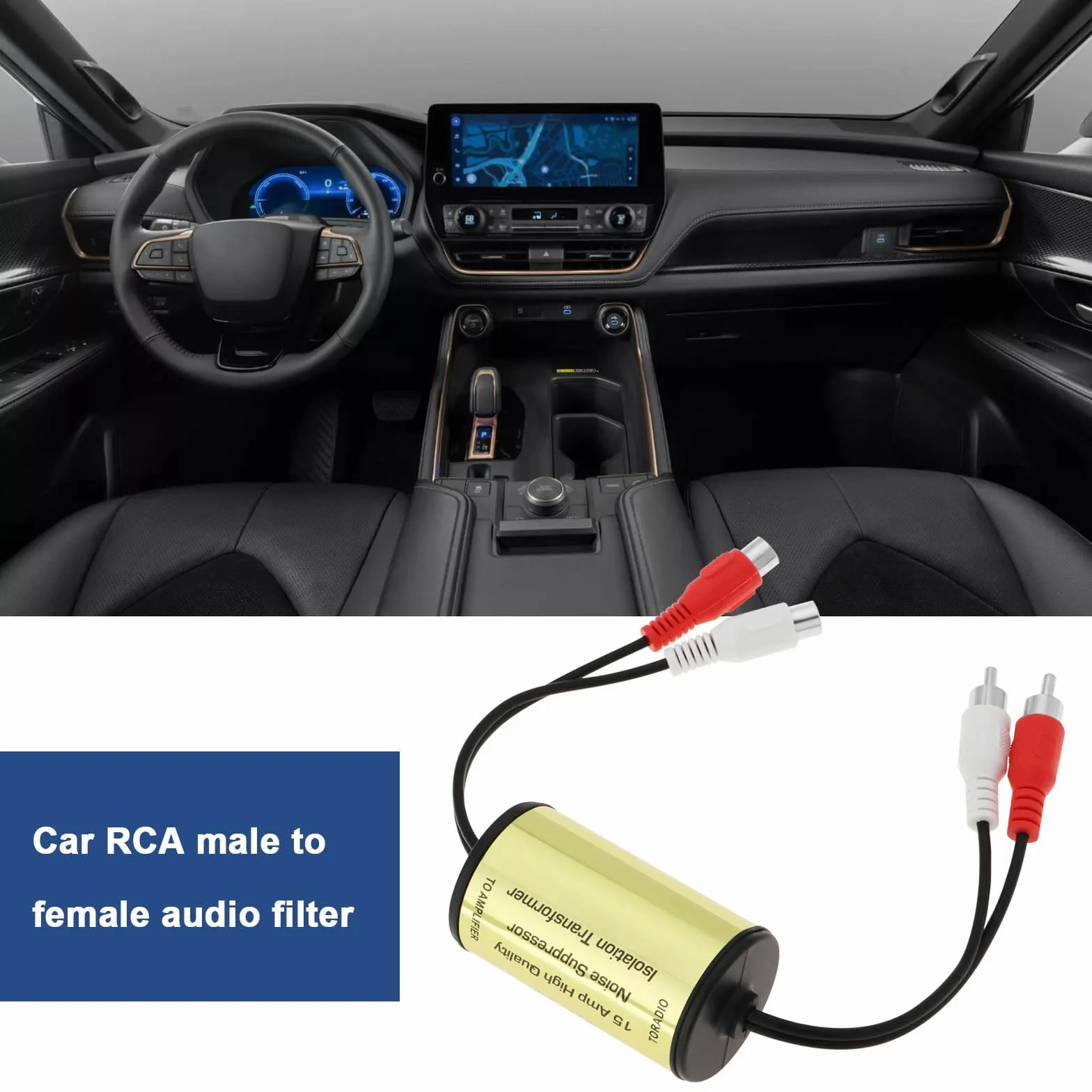 2 szt. skutecznie redukujący hałas audio RCA męski na żeński 2-kanałowy filtr audio do samochodowego audio i domowych wzmacniaczy audio
