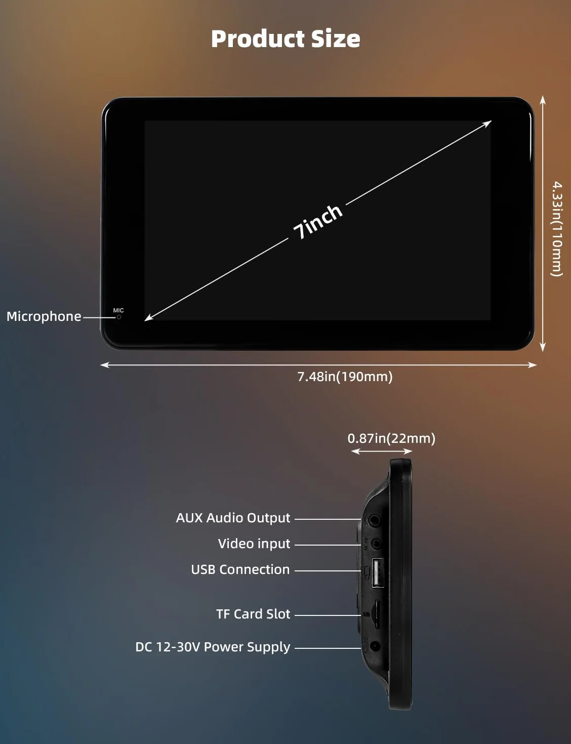 7-calowy ekran Carplay Android Auto z nawigacją, sterowanie głosowe, Mirror Link, dotykowy odtwarzacz samochodowy