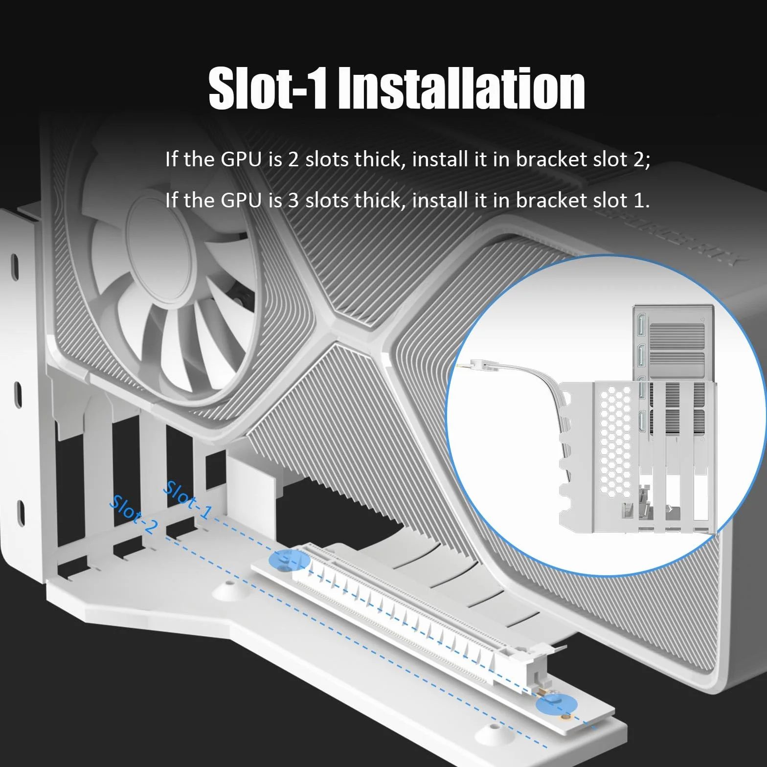 GLOTRENDS 3-slotowy wspornik GPU z kablem PCIe 4.0 Riser 150 mm do pionowego montażu GPU, kompatybilny z serią RTX 40/30 i Radeon RX7000/RX6000, obudowy PC z otwartym gniazdem PCI 7/8
