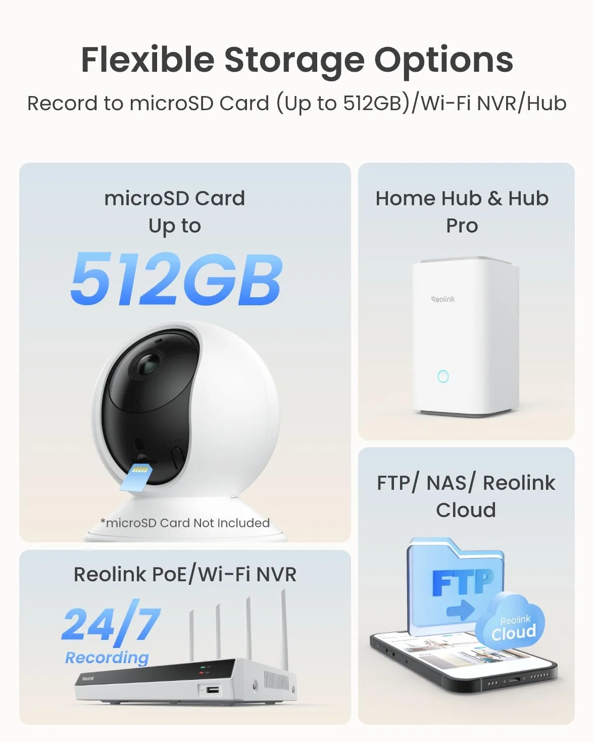 Reolink Kamera CCTV 5MP, dwuzakresowe WiFi 2,4 G / 5 GHz, domowa kamera bezpieczeństwa WiFi Pan&Tilt, niania, dwukierunkowy dźwięk podgląd Wykrywanie ruchu Alerty, z gniazdem kart SD, E1 Pro
